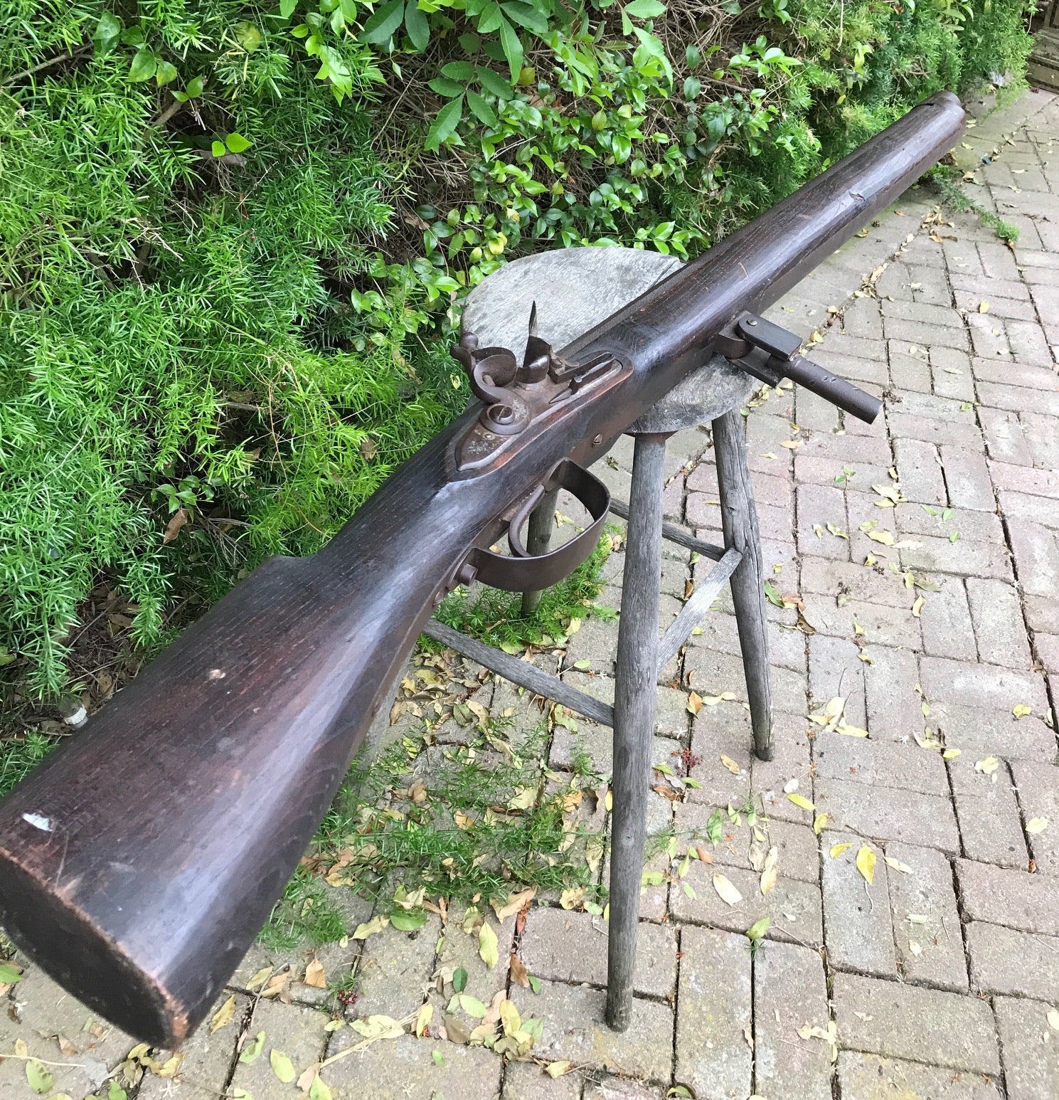 A Massive French & Indian - American Revolutionary War Period Flintlock Wall Gun - Image 14