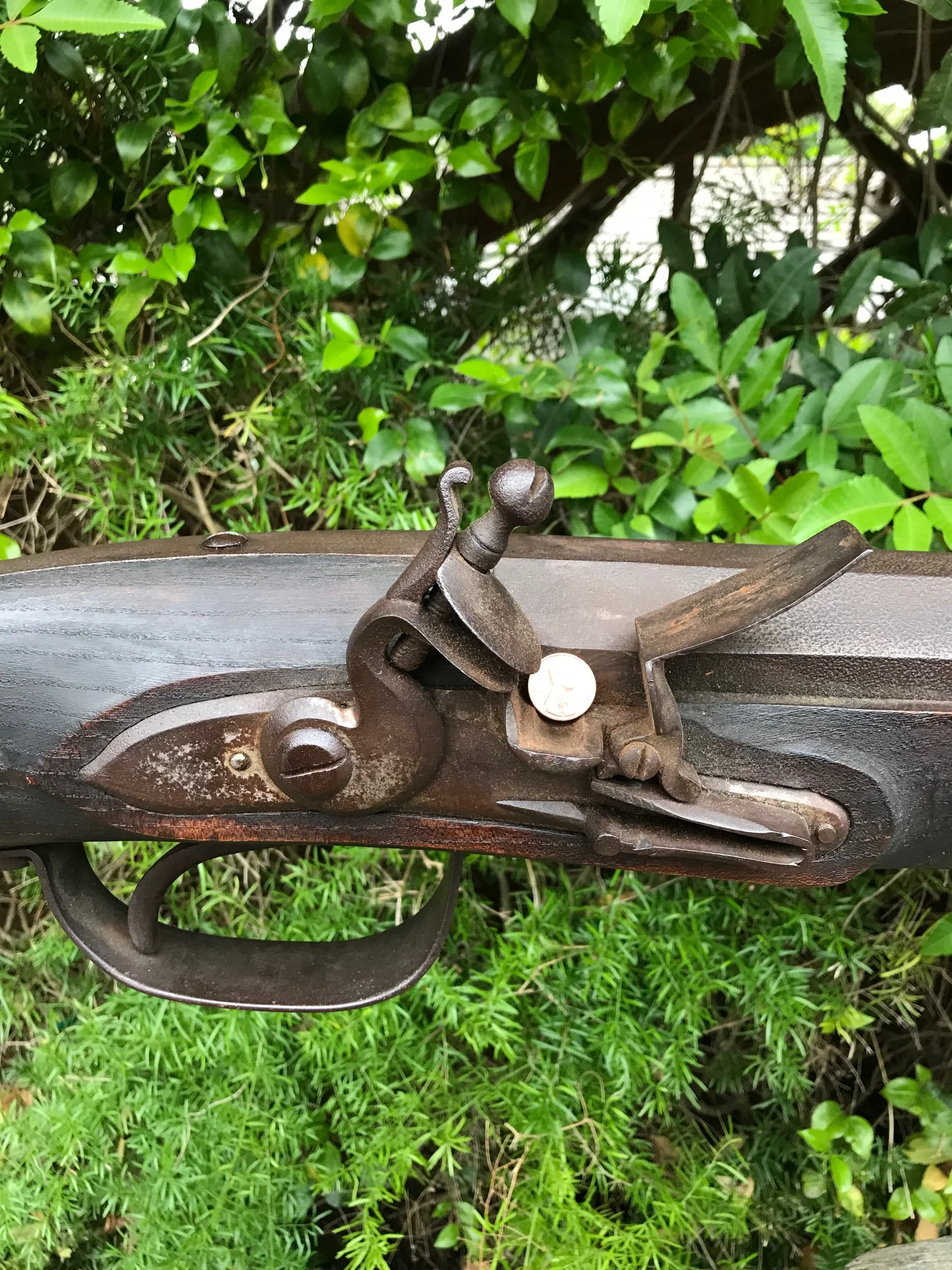 A Massive French & Indian - American Revolutionary War Period Flintlock Wall Gun - Image 7