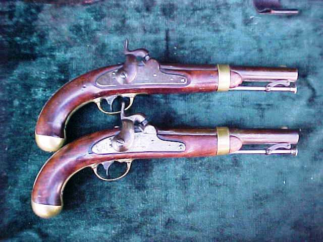 A Rare (Pair) of Civil War U.S. Military Model 1842 Percussion Pistols with Black Leather Saddle Holsters, #1463 Firearms - Image 6