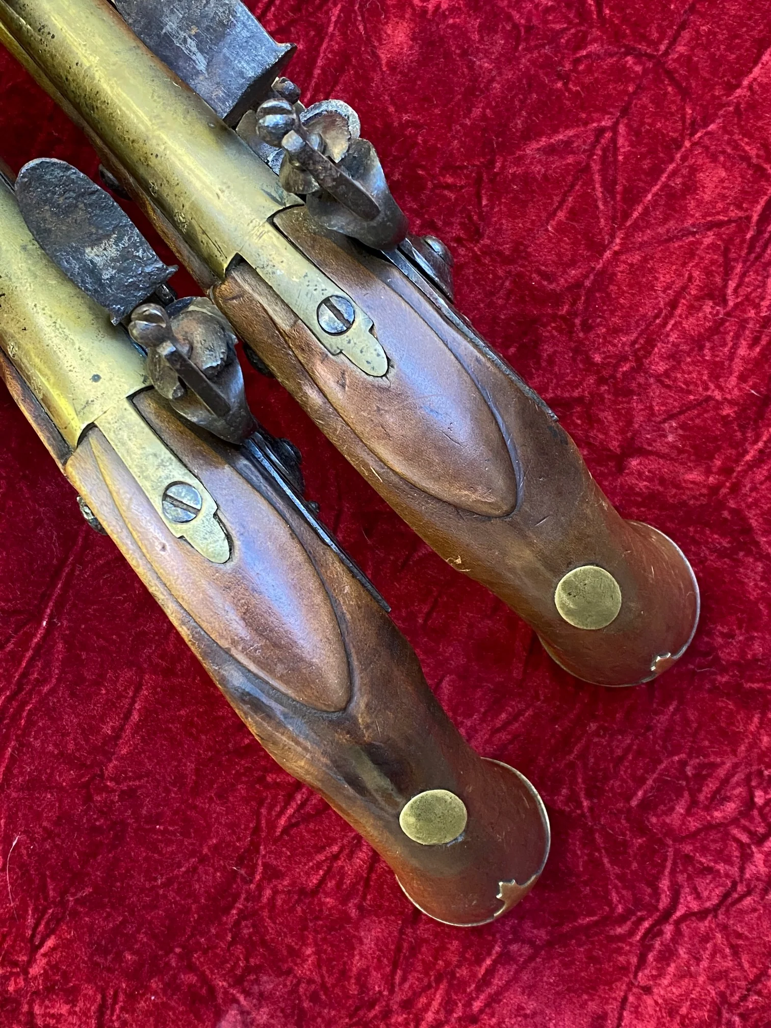 A Very Unusual (PAIR/BRACE) of British/American Naval Brass Barrel Flintlock Pistols - Image 18