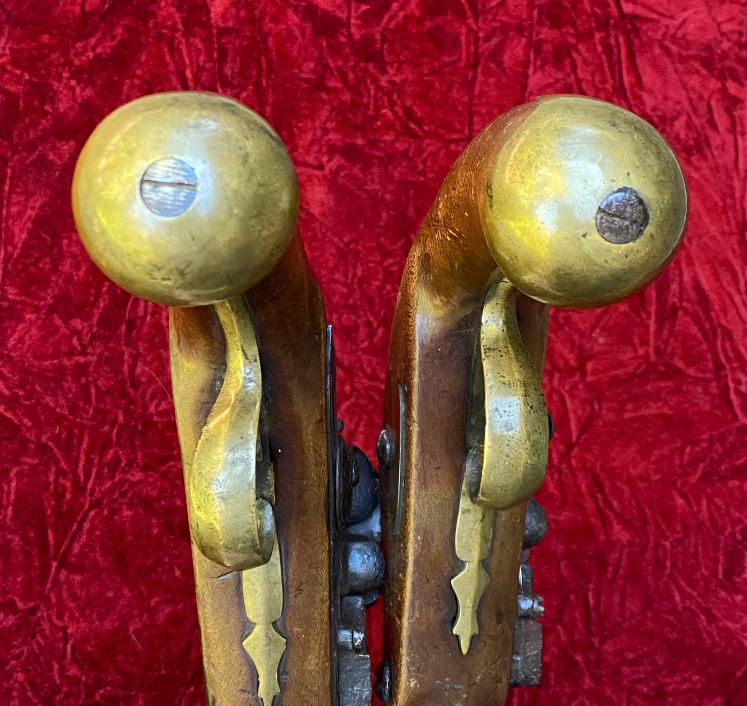 A Very Unusual (PAIR/BRACE) of British/American Naval Brass Barrel Flintlock Pistols - Image 23