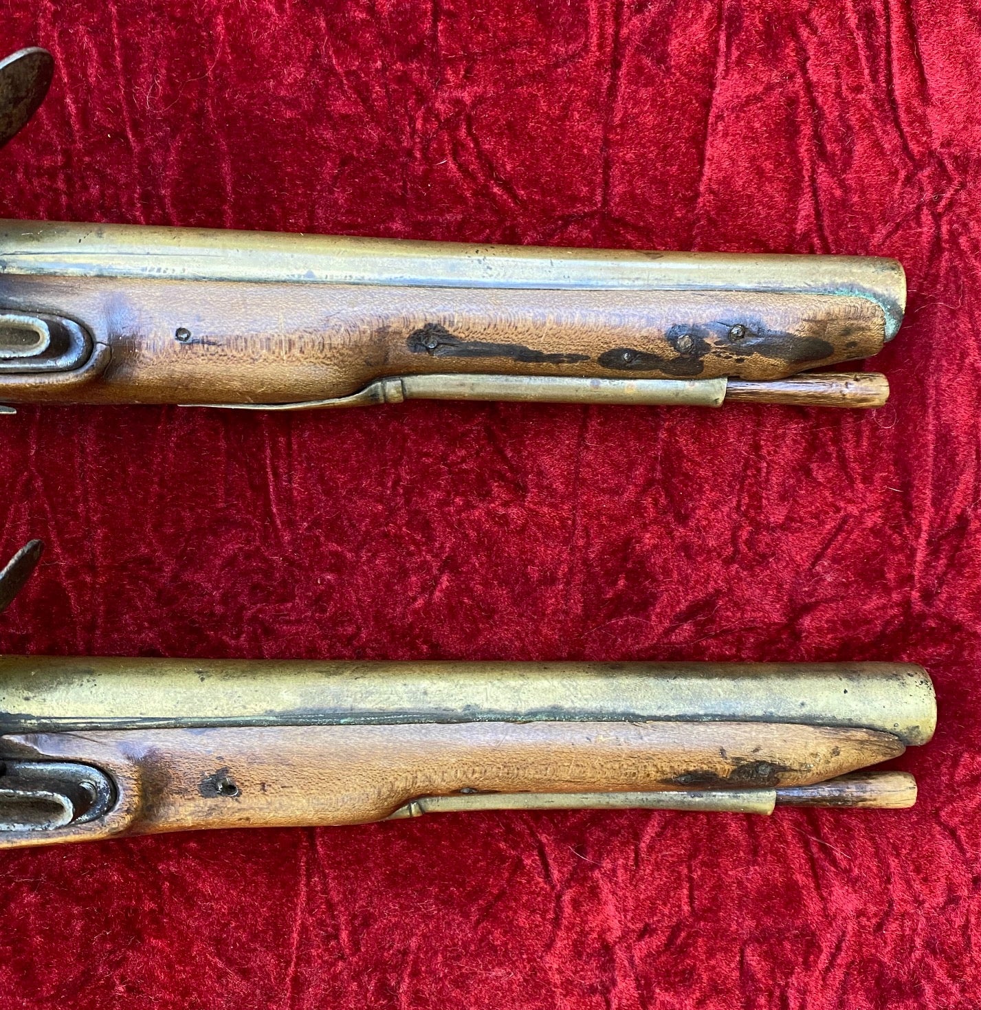 A Very Unusual (PAIR/BRACE) of British/American Naval Brass Barrel Flintlock Pistols - Image 3