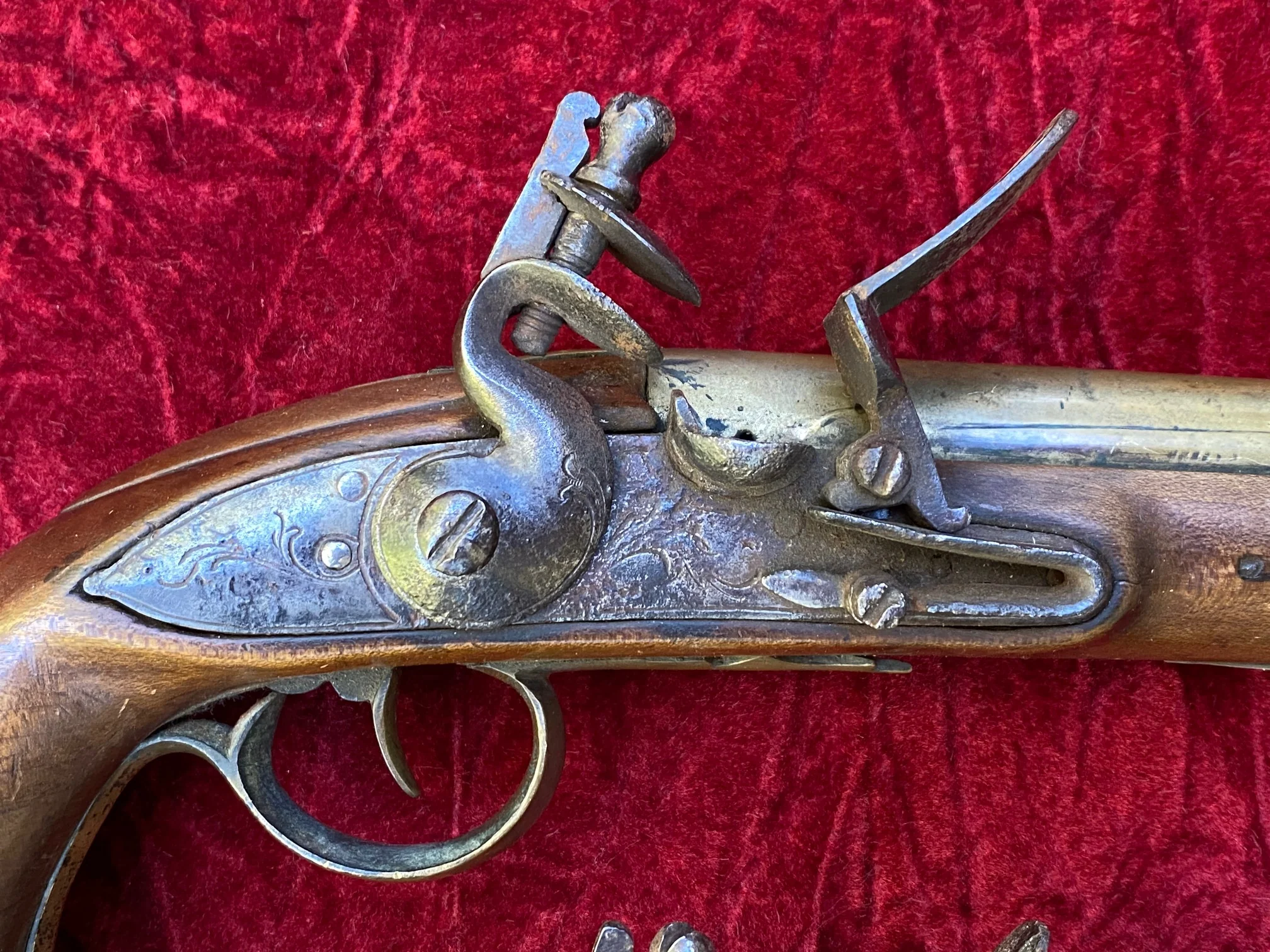 A Very Unusual (PAIR/BRACE) of British/American Naval Brass Barrel Flintlock Pistols - Image 6