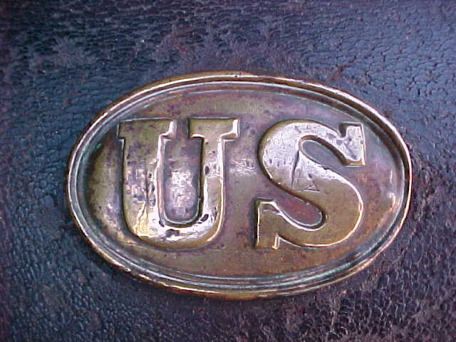 Civil War Leather Cartridge Box with Brass US Plate, #3295 Militaria - Image 10