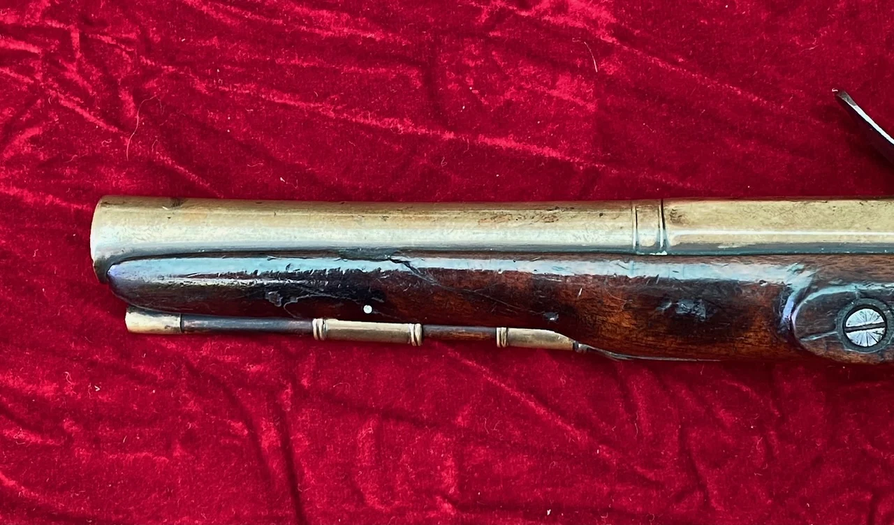 A Very Interesting War of 1812 Period British/American Secondary Martial Brass Barrel Flintlock Pistol by J & G JONES - Image 12