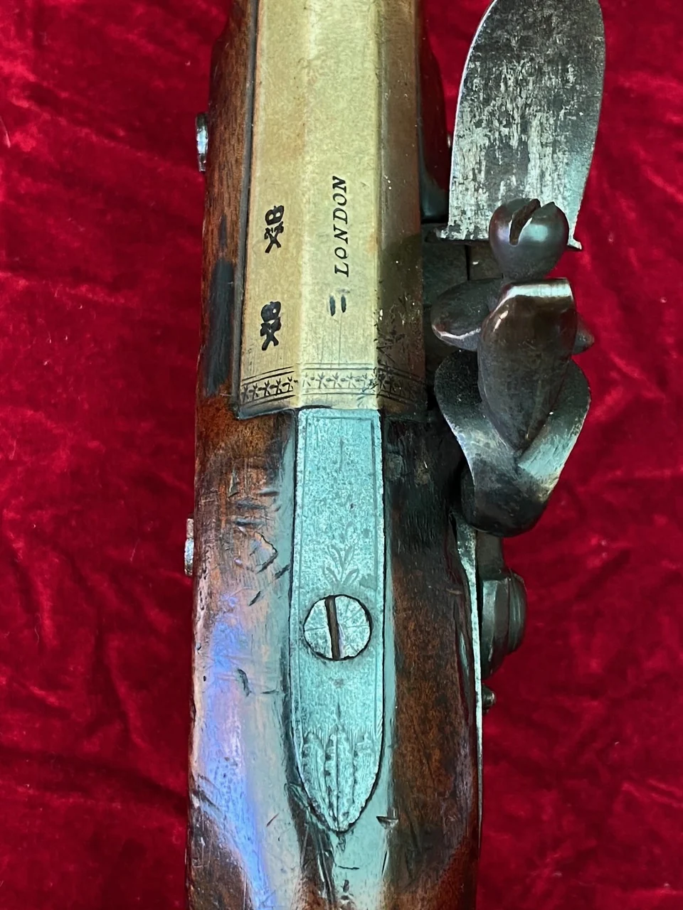 A Very Interesting War of 1812 Period British/American Secondary Martial Brass Barrel Flintlock Pistol by J & G JONES - Image 14