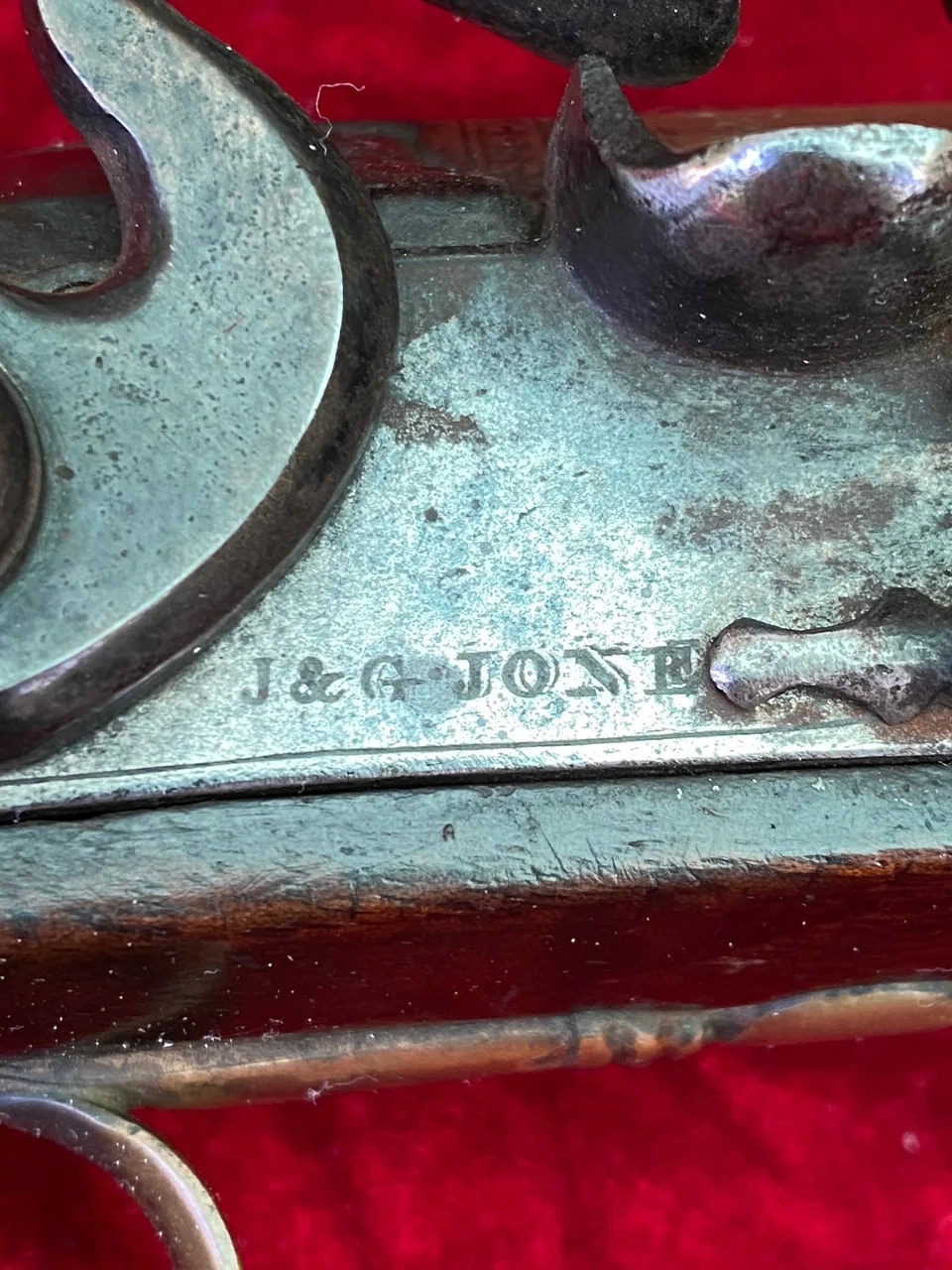 A Very Interesting War of 1812 Period British/American Secondary Martial Brass Barrel Flintlock Pistol by J & G JONES - Image 5