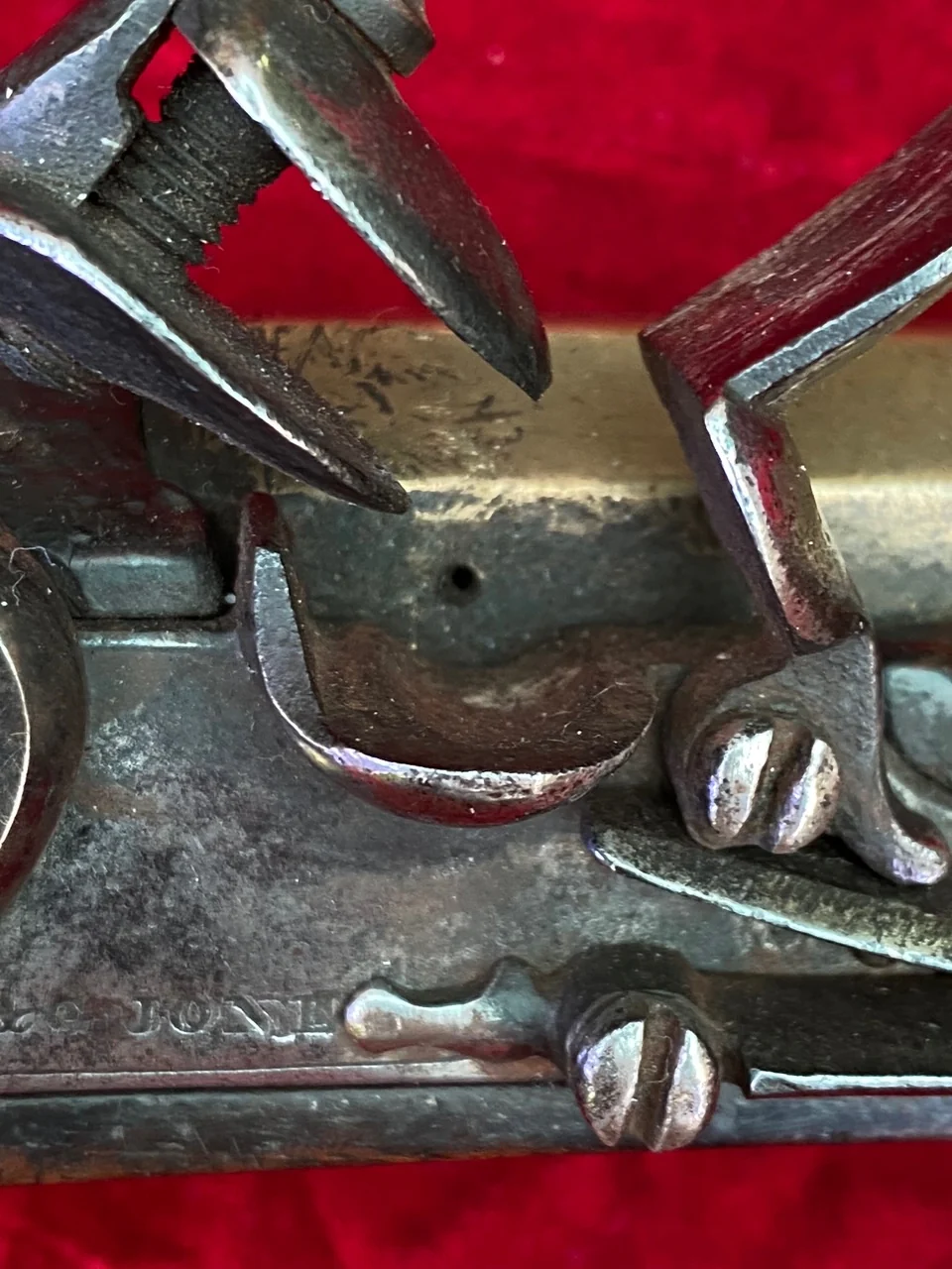 A Very Interesting War of 1812 Period British/American Secondary Martial Brass Barrel Flintlock Pistol by J & G JONES - Image 6