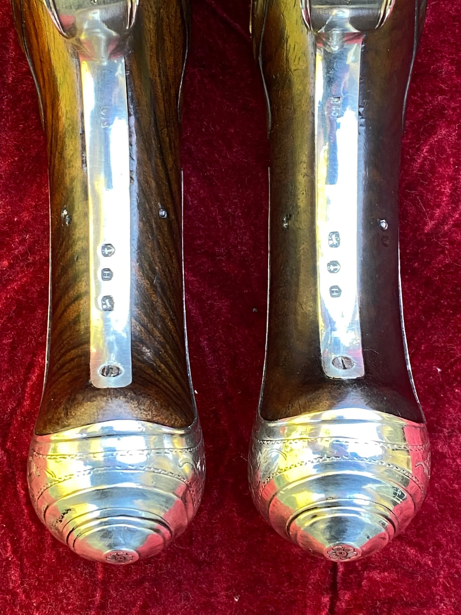 An Exceptional and Beautiful Historically Important Cased Pair of English Silver Mounted Brass Barrel & Lock Flintlock Officers/Dueling Pistols by MORTIMER, LONDON - Image 28