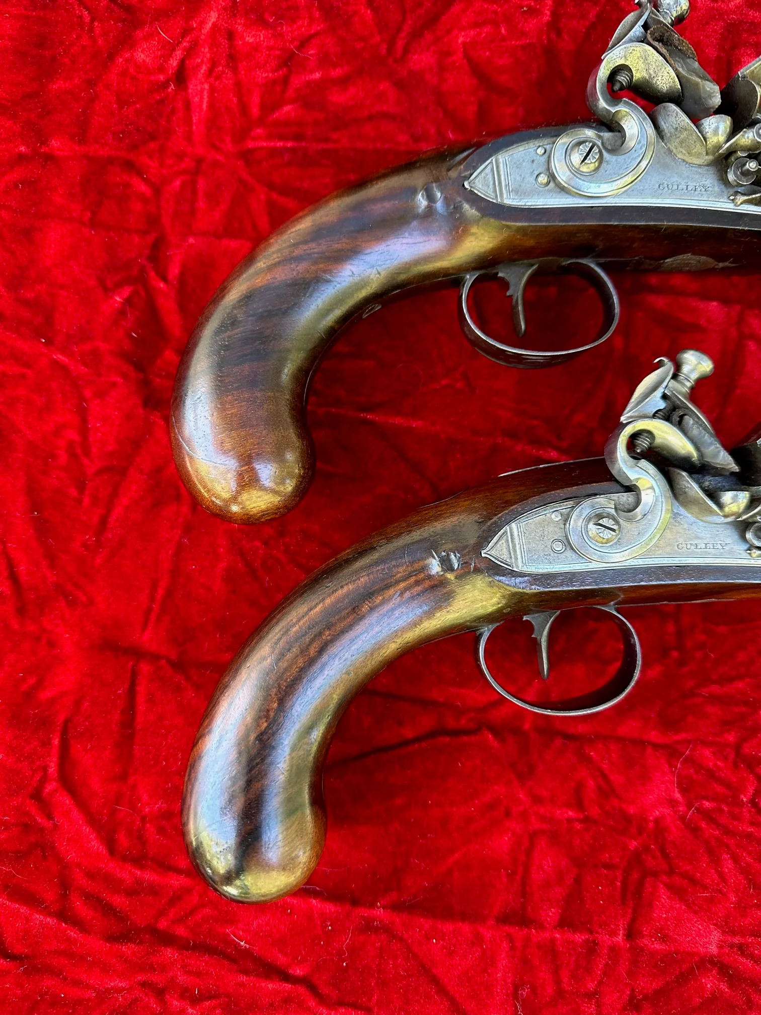 A Fantastic and Beautiful Cased Pair of English Flintlock Dueling Pistols by GULLEY, LONDON - Image 11