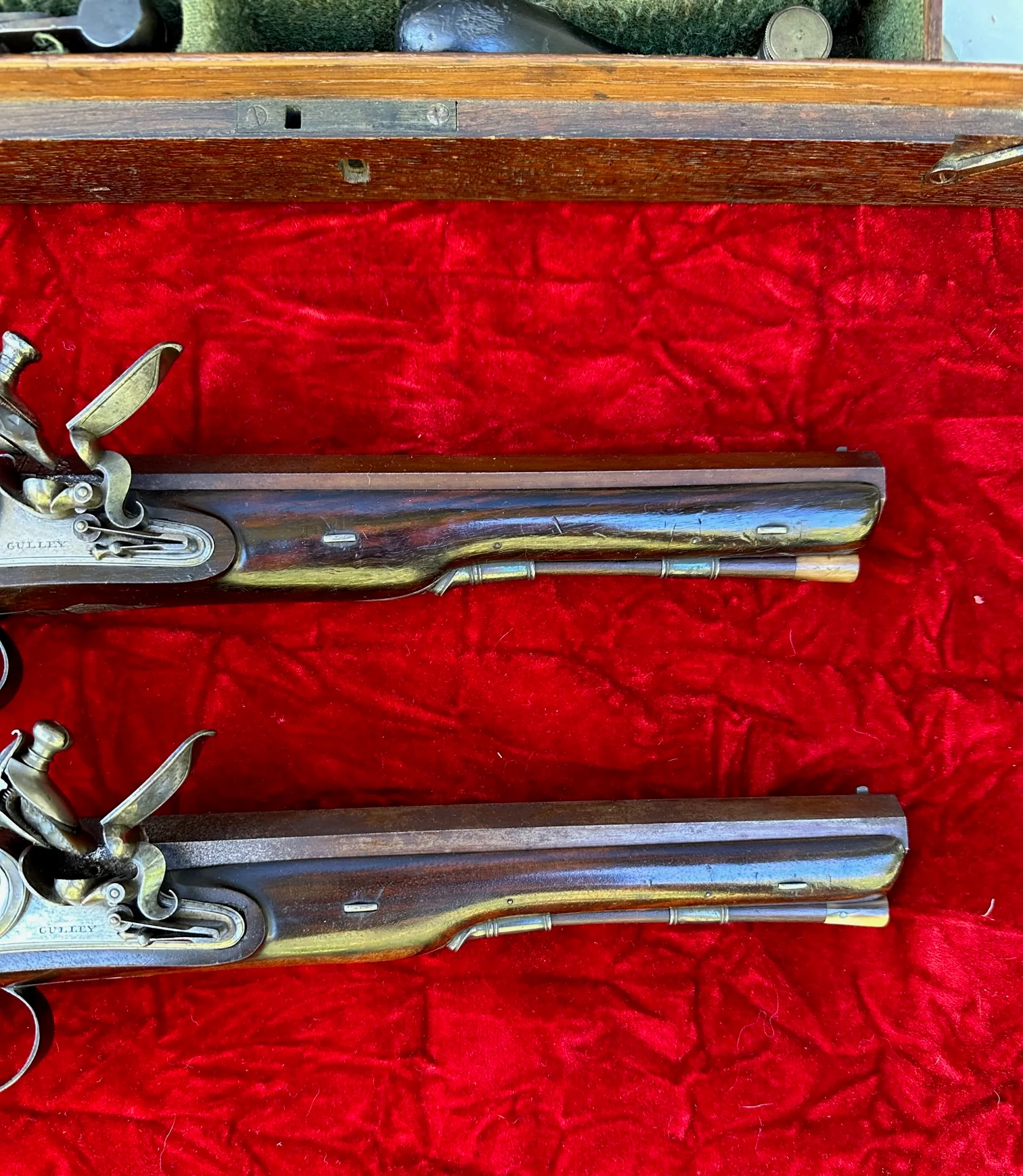 A Fantastic and Beautiful Cased Pair of English Flintlock Dueling Pistols by GULLEY, LONDON - Image 12