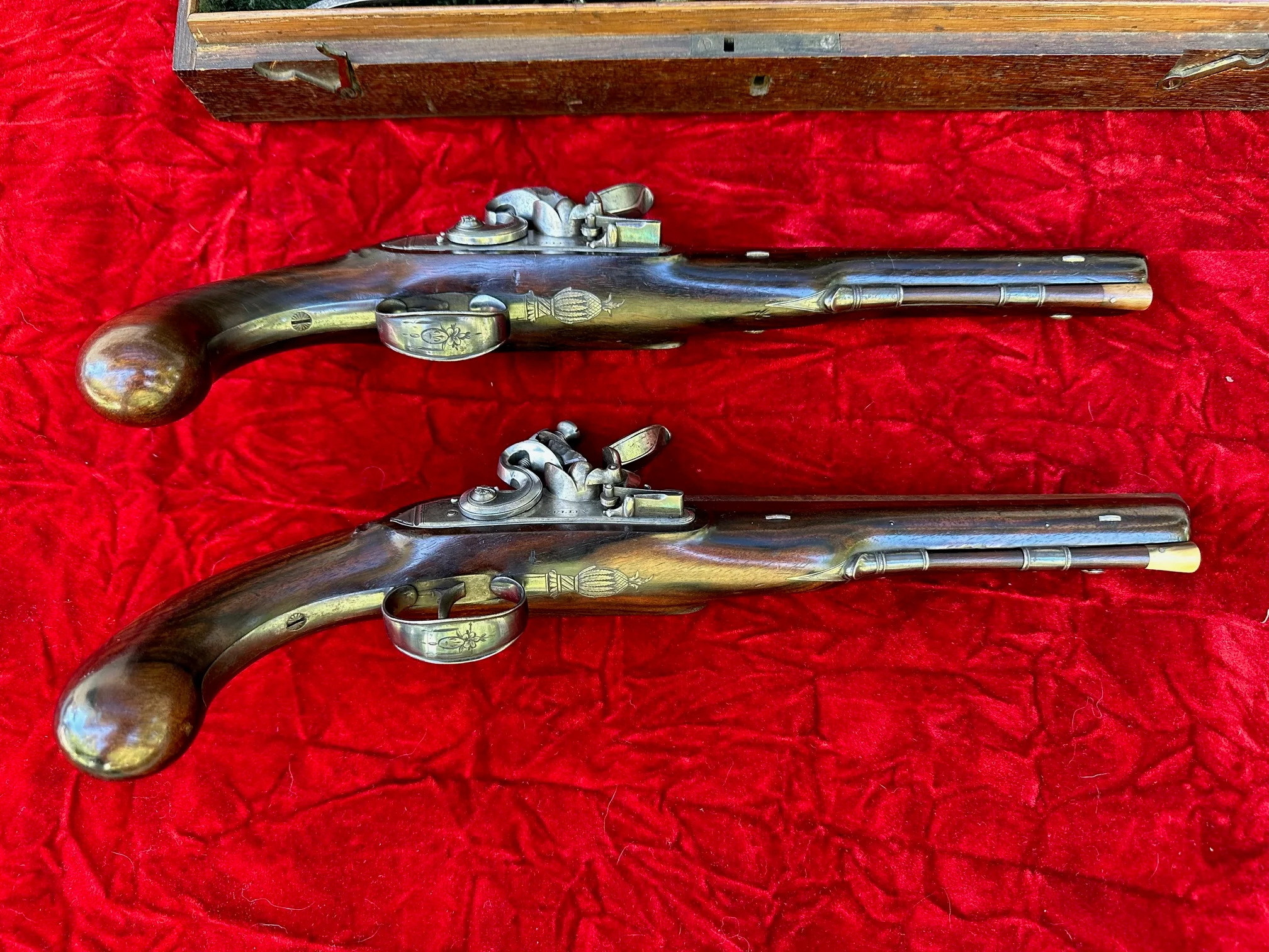 A Fantastic and Beautiful Cased Pair of English Flintlock Dueling Pistols by GULLEY, LONDON - Image 13