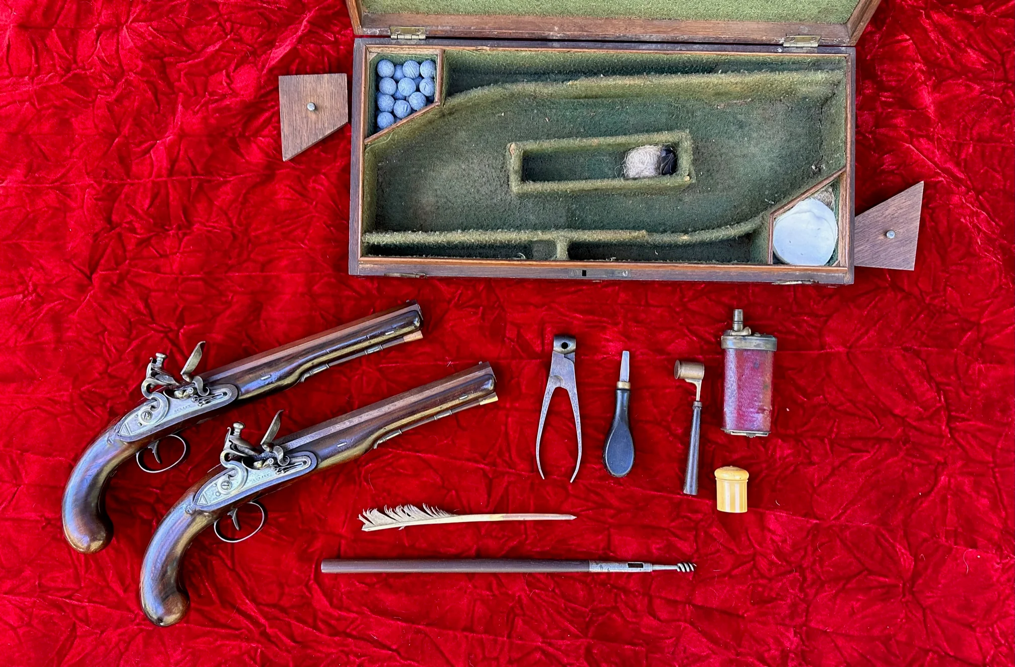 A Fantastic and Beautiful Cased Pair of English Flintlock Dueling Pistols by GULLEY, LONDON - Image 20