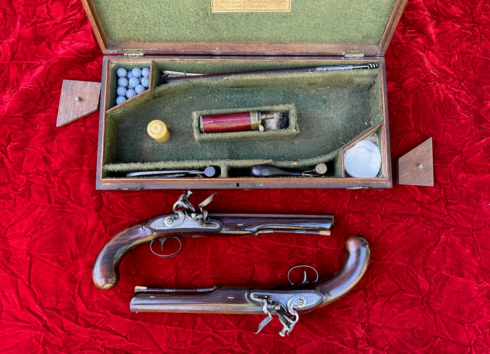 A Fantastic and Beautiful Cased Pair of English Flintlock Dueling Pistols by GULLEY, LONDON - Image 6