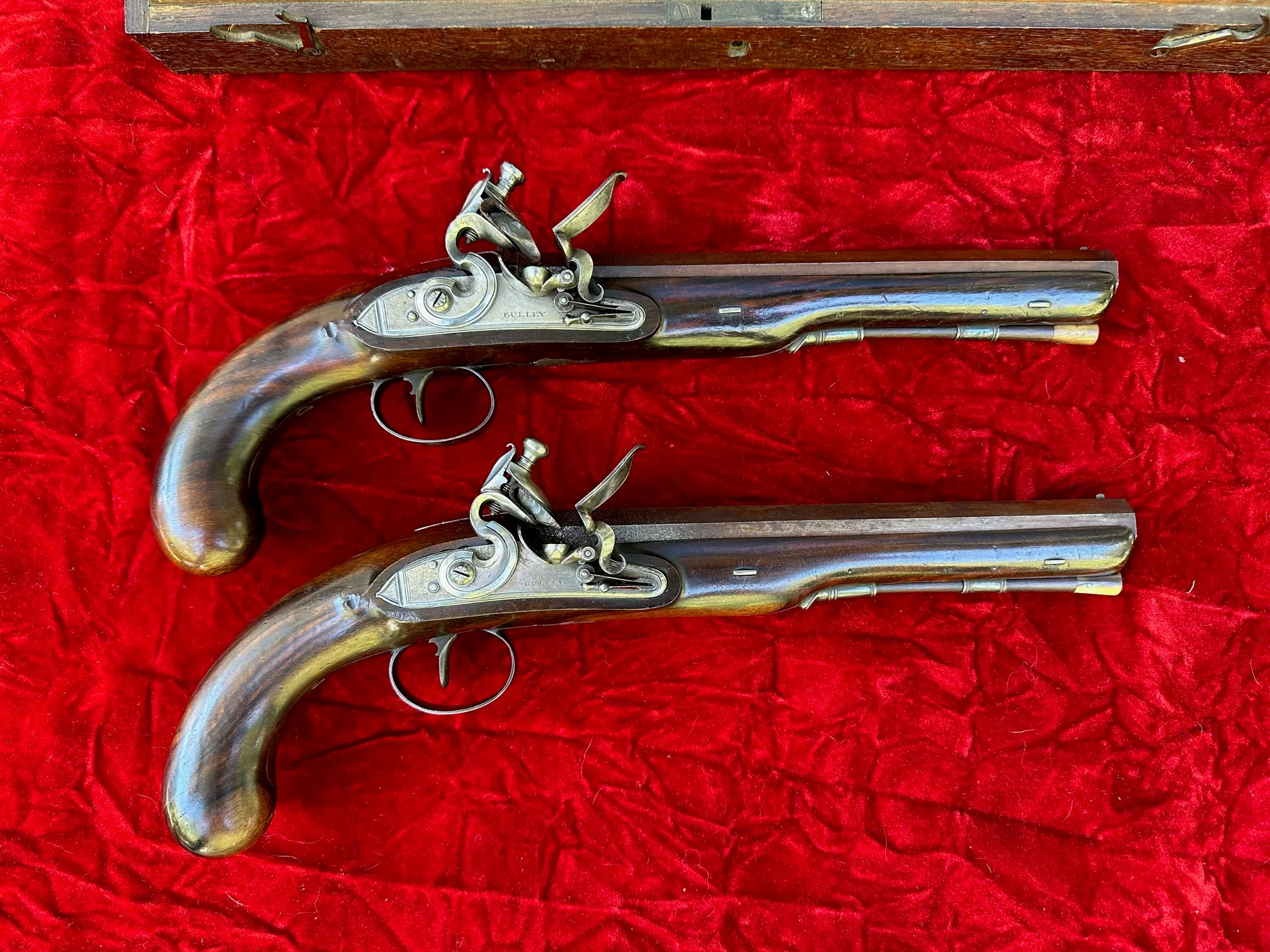 A Fantastic and Beautiful Cased Pair of English Flintlock Dueling Pistols by GULLEY, LONDON - Image 8