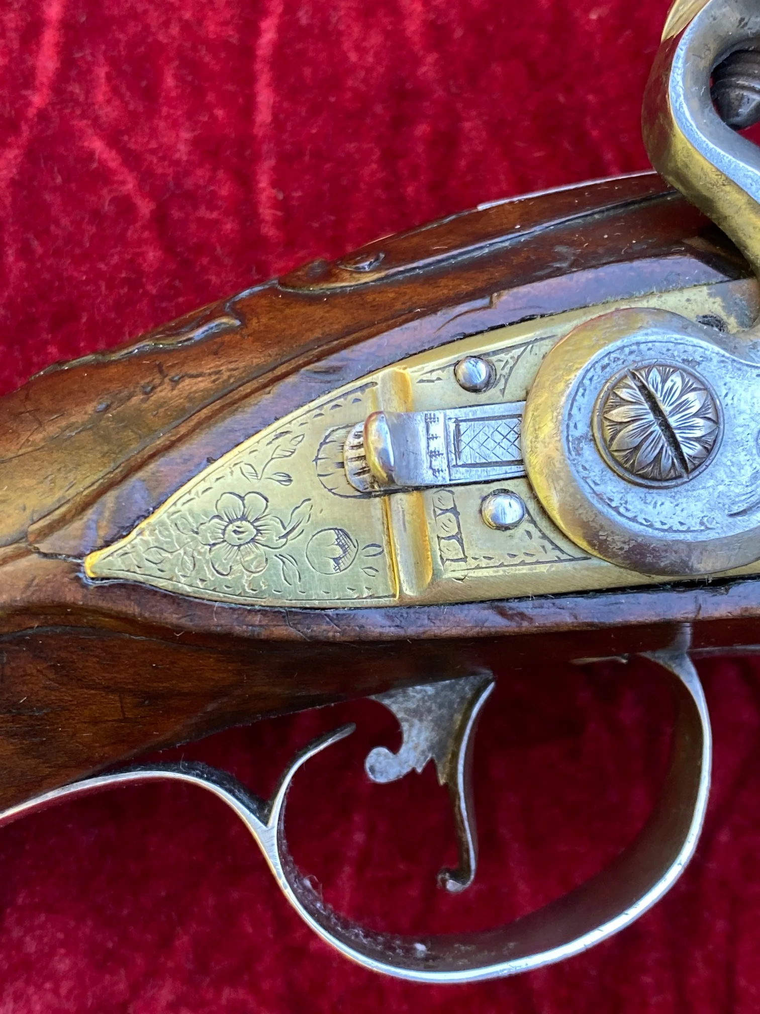 An Exceptional and Beautiful Historically Important Cased Pair of English Silver Mounted Brass Barrel & Lock Flintlock Officers/Dueling Pistols by MORTIMER, LONDON - Image 41