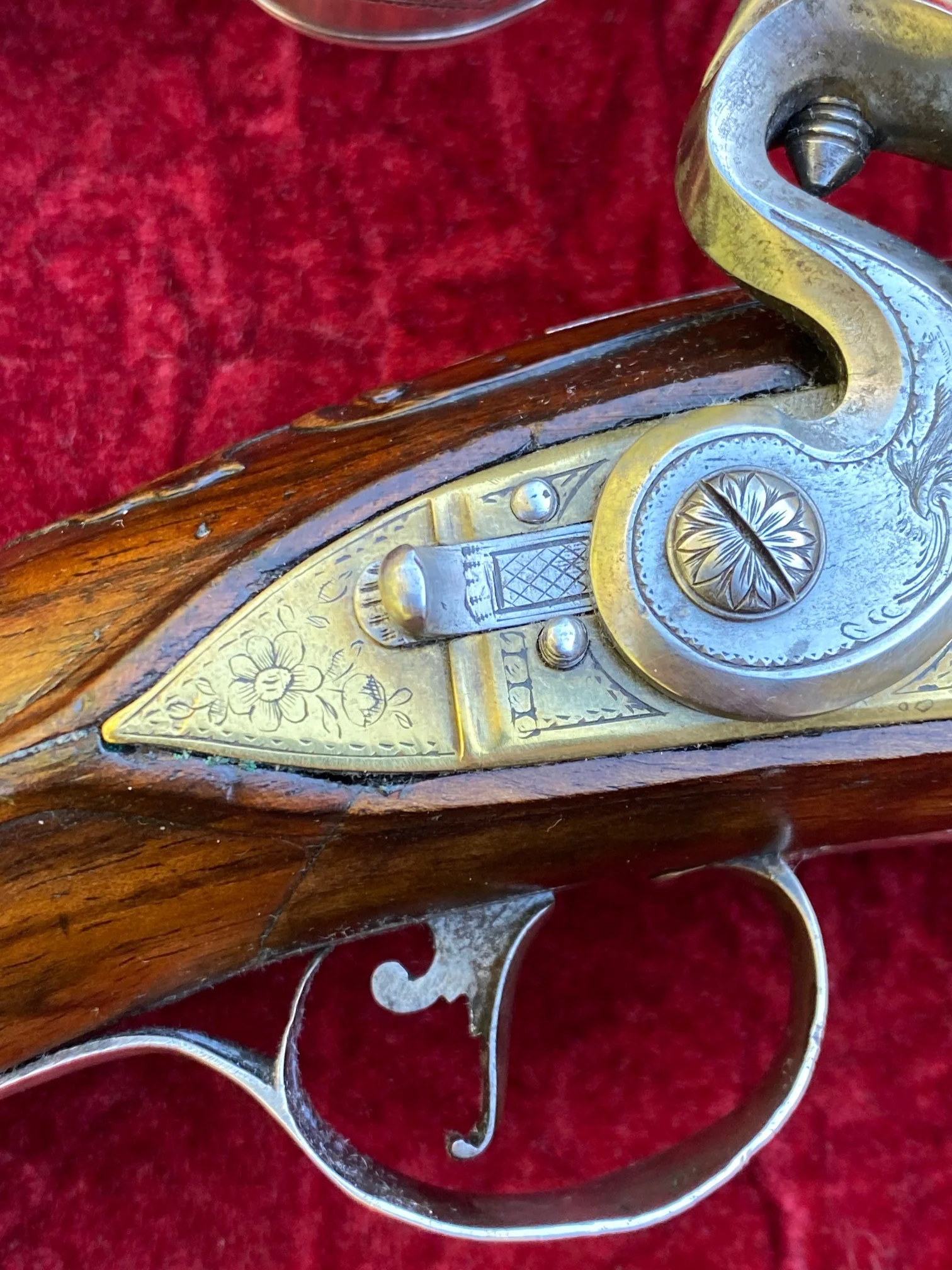 An Exceptional and Beautiful Historically Important Cased Pair of English Silver Mounted Brass Barrel & Lock Flintlock Officers/Dueling Pistols by MORTIMER, LONDON - Image 42