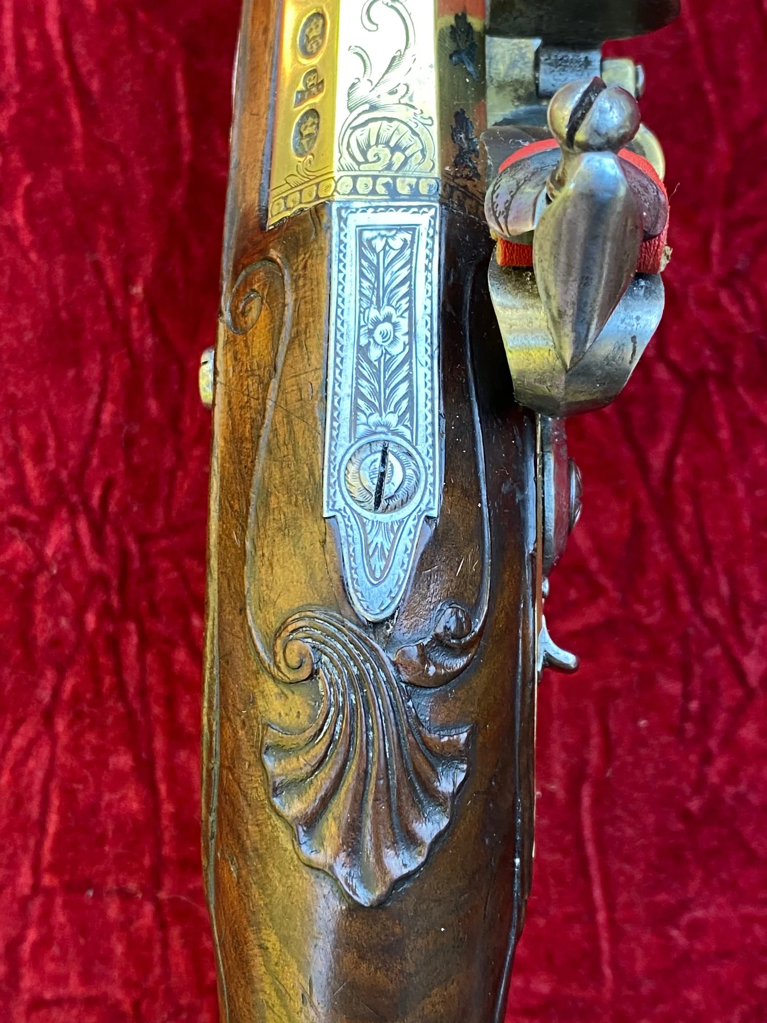 An Exceptional and Beautiful Historically Important Cased Pair of English Silver Mounted Brass Barrel & Lock Flintlock Officers/Dueling Pistols by MORTIMER, LONDON - Image 51