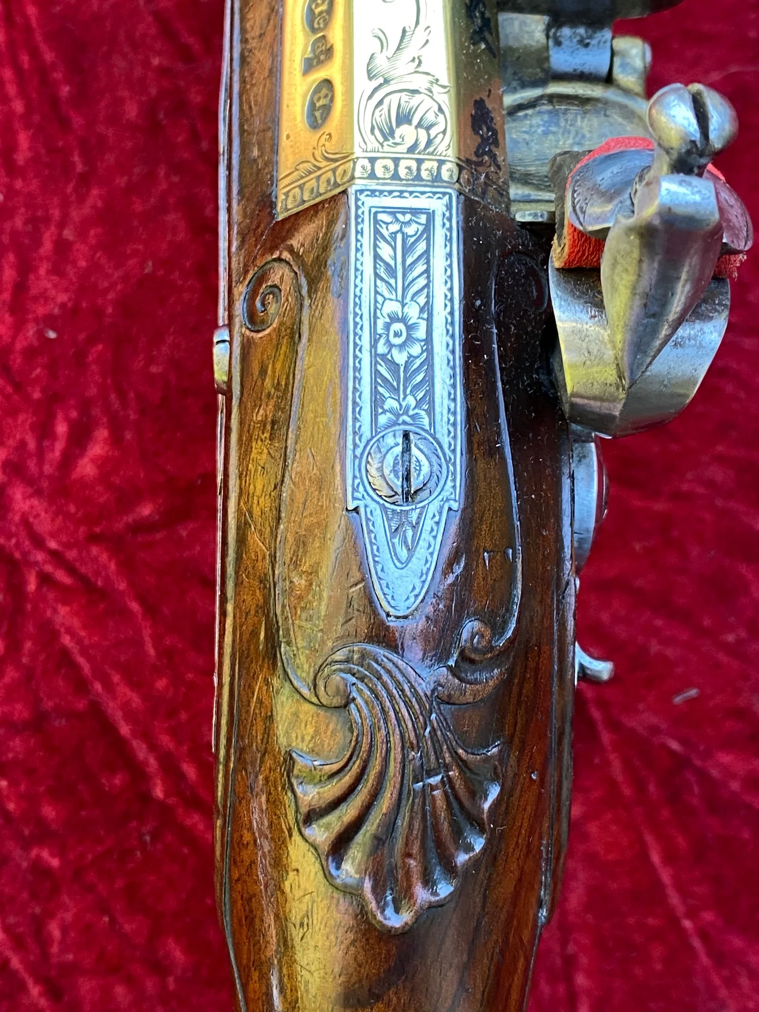 An Exceptional and Beautiful Historically Important Cased Pair of English Silver Mounted Brass Barrel & Lock Flintlock Officers/Dueling Pistols by MORTIMER, LONDON - Image 52
