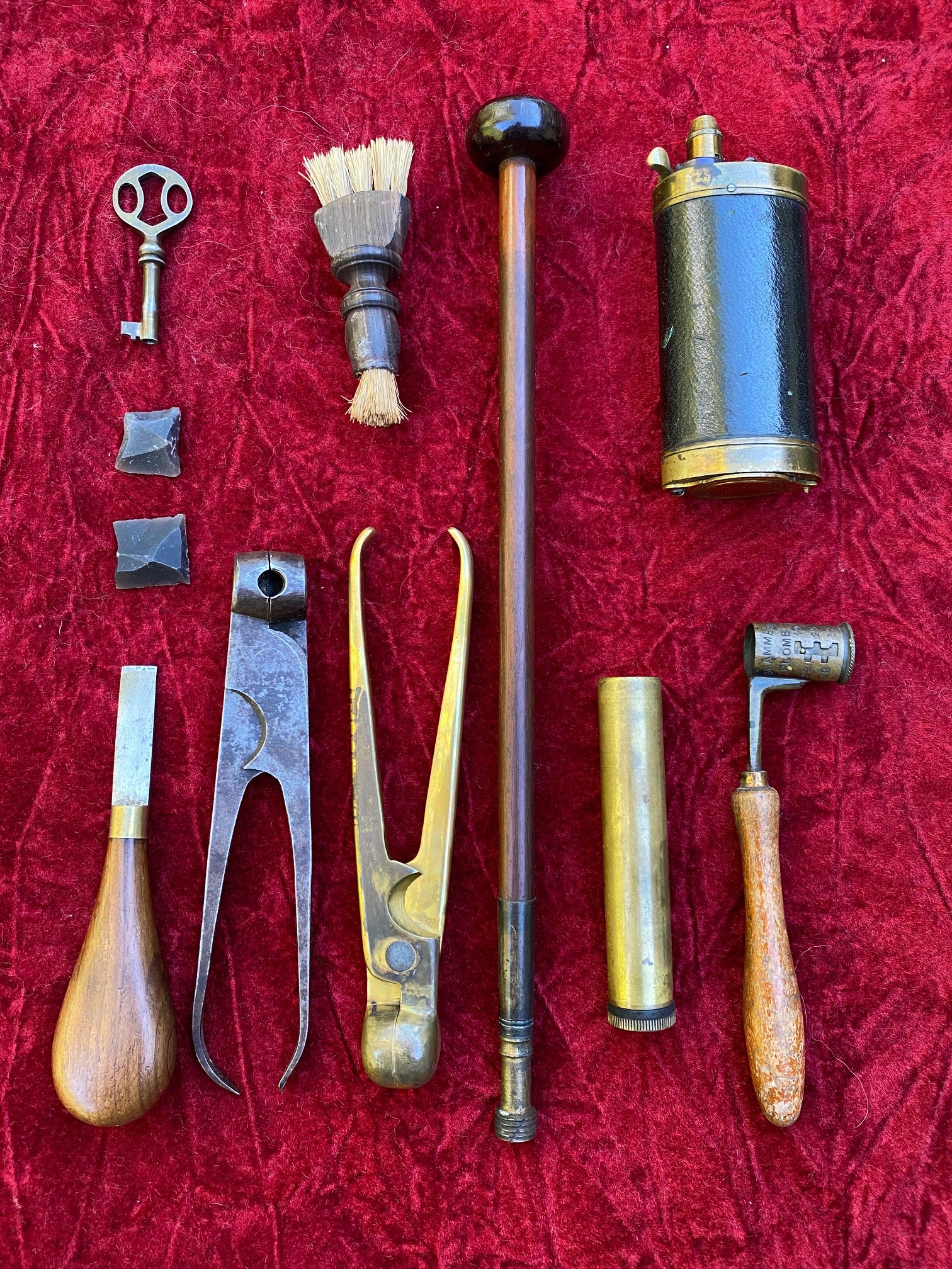 An Exceptional and Beautiful Historically Important Cased Pair of English Silver Mounted Brass Barrel & Lock Flintlock Officers/Dueling Pistols by MORTIMER, LONDON - Image 6