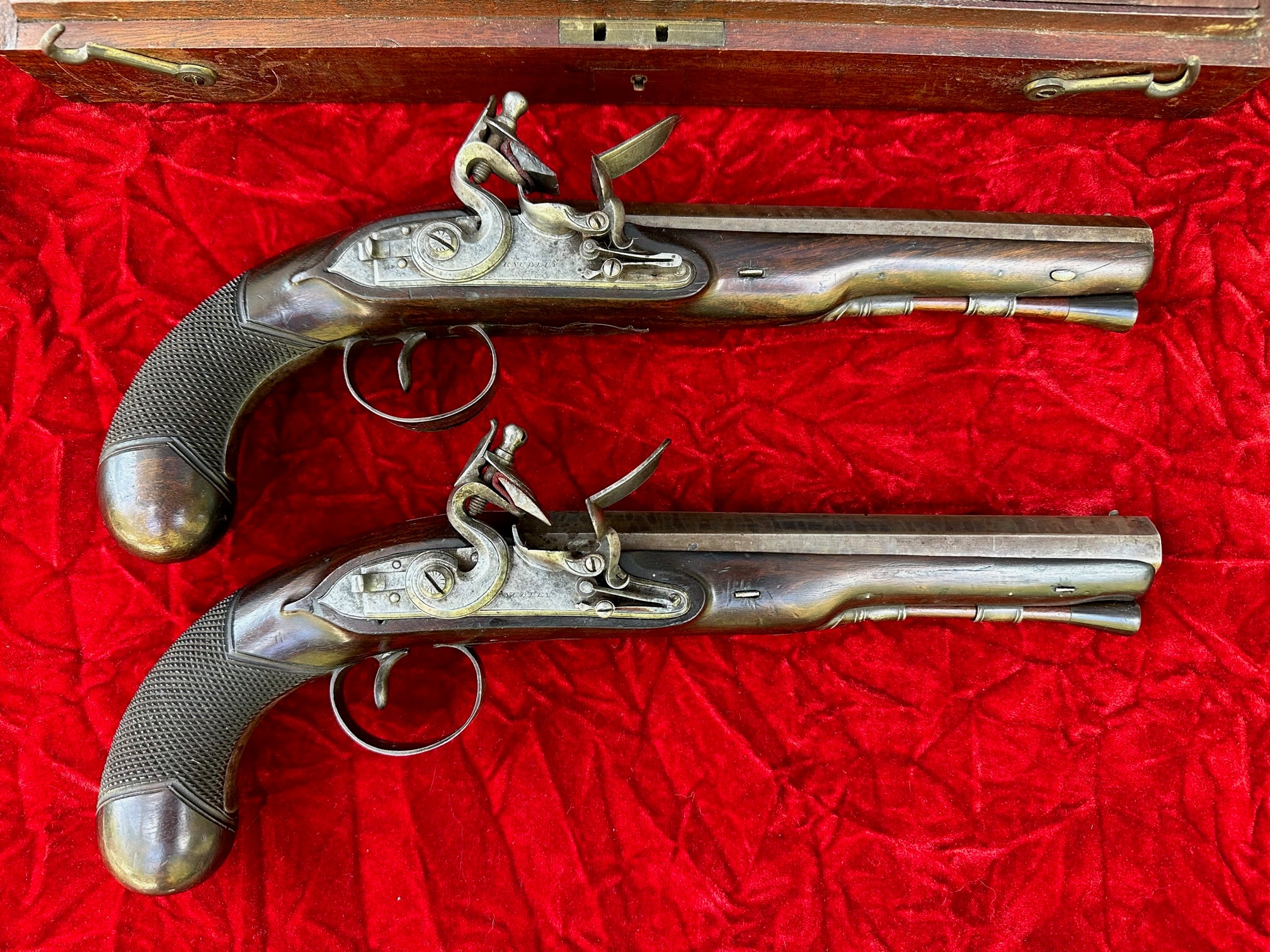 A Cased Pair of English Flintlock Dueling / Officer's Pistols by KNUBLEY, LONDON Featured on National Geographic Channel's TV SHOW LORDS OF WAR - Image 10