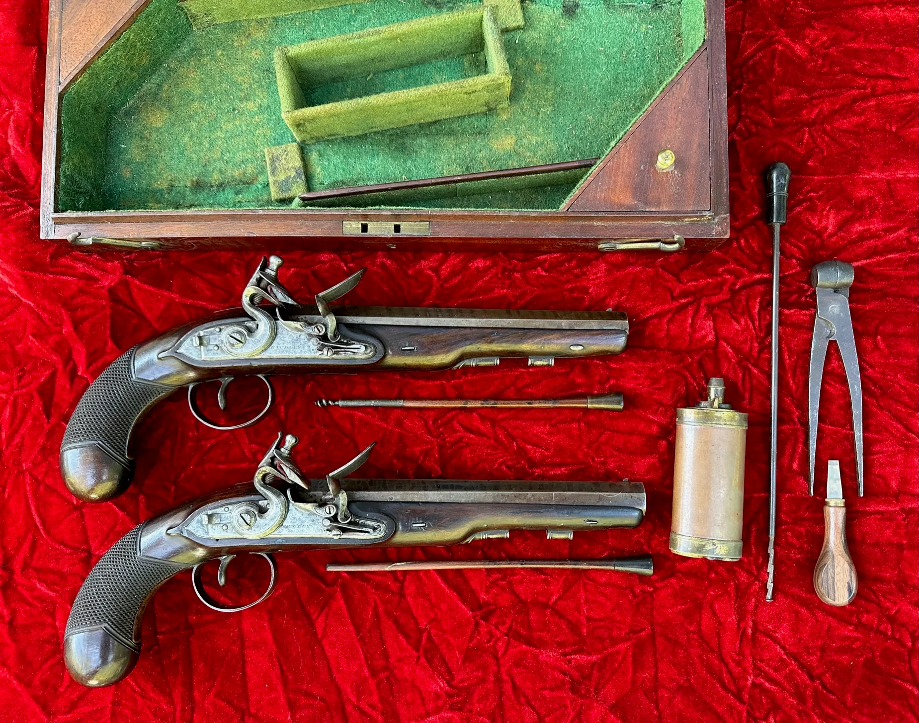 A Cased Pair of English Flintlock Dueling / Officer's Pistols by KNUBLEY, LONDON Featured on National Geographic Channel's TV SHOW LORDS OF WAR - Image 33