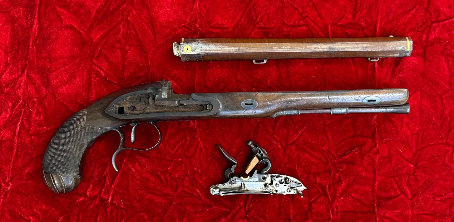 A Fantastic, Rare, and Beautiful Cased Pair of English Flintlock Dueling Pistols by T. KETLAND & Co., LONDON - Image 21