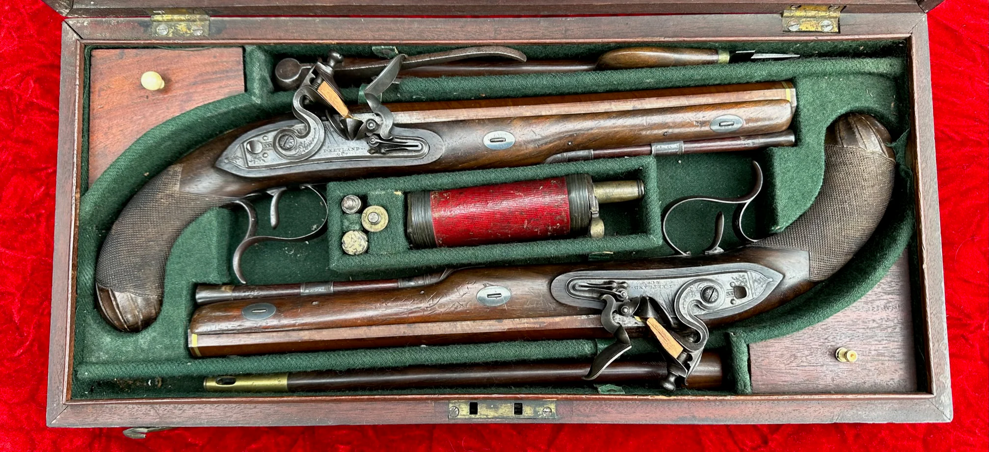 A Fantastic, Rare, and Beautiful Cased Pair of English Flintlock Dueling Pistols by T. KETLAND & Co., LONDON - Image 4