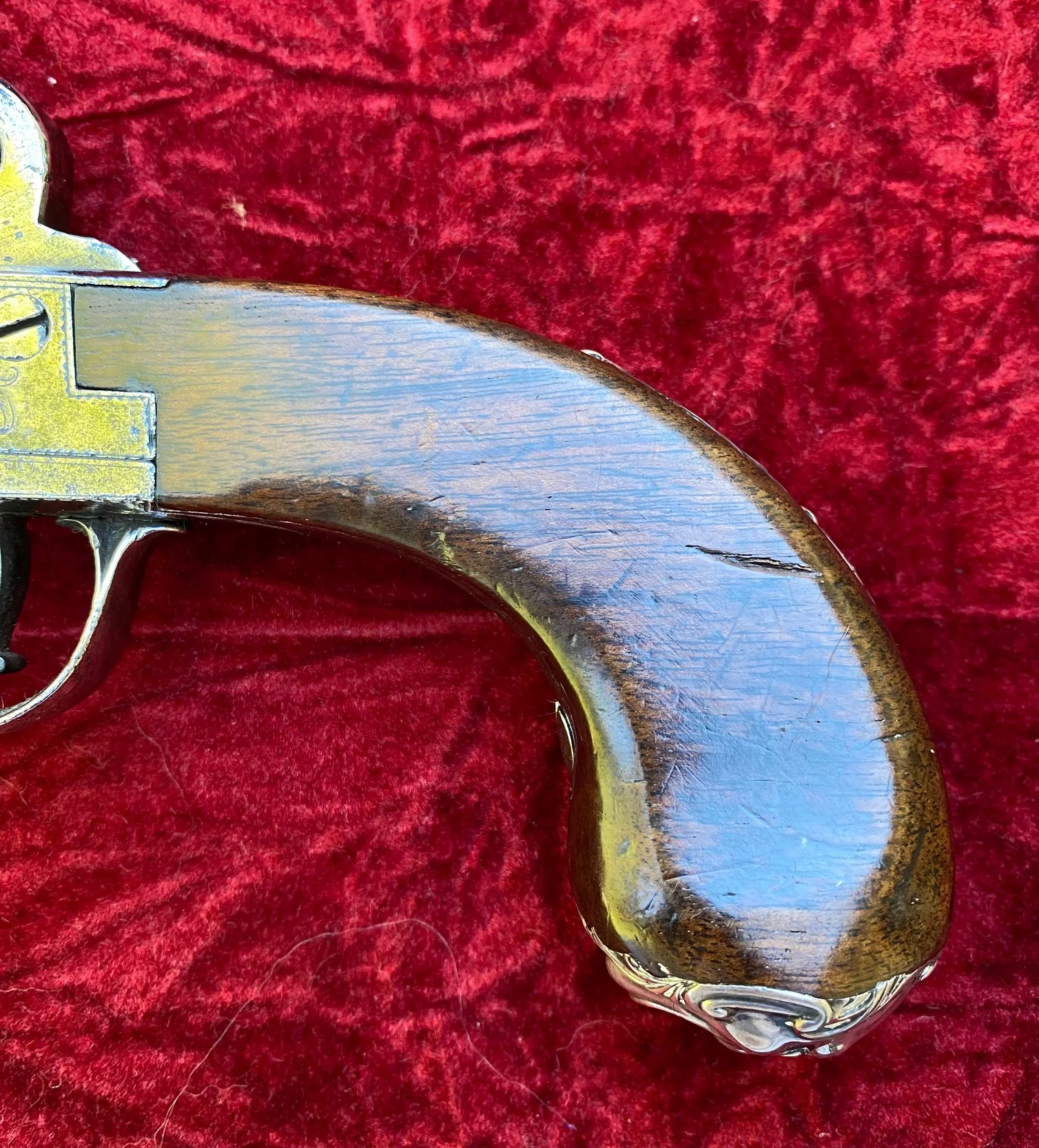 A Fantastic American Revolutionary War Period Cased Pair of English Silver Mounted Box-Lock Flintlock Cannon Barrel Pistols by GRIFFIN, LONDON - Image 24