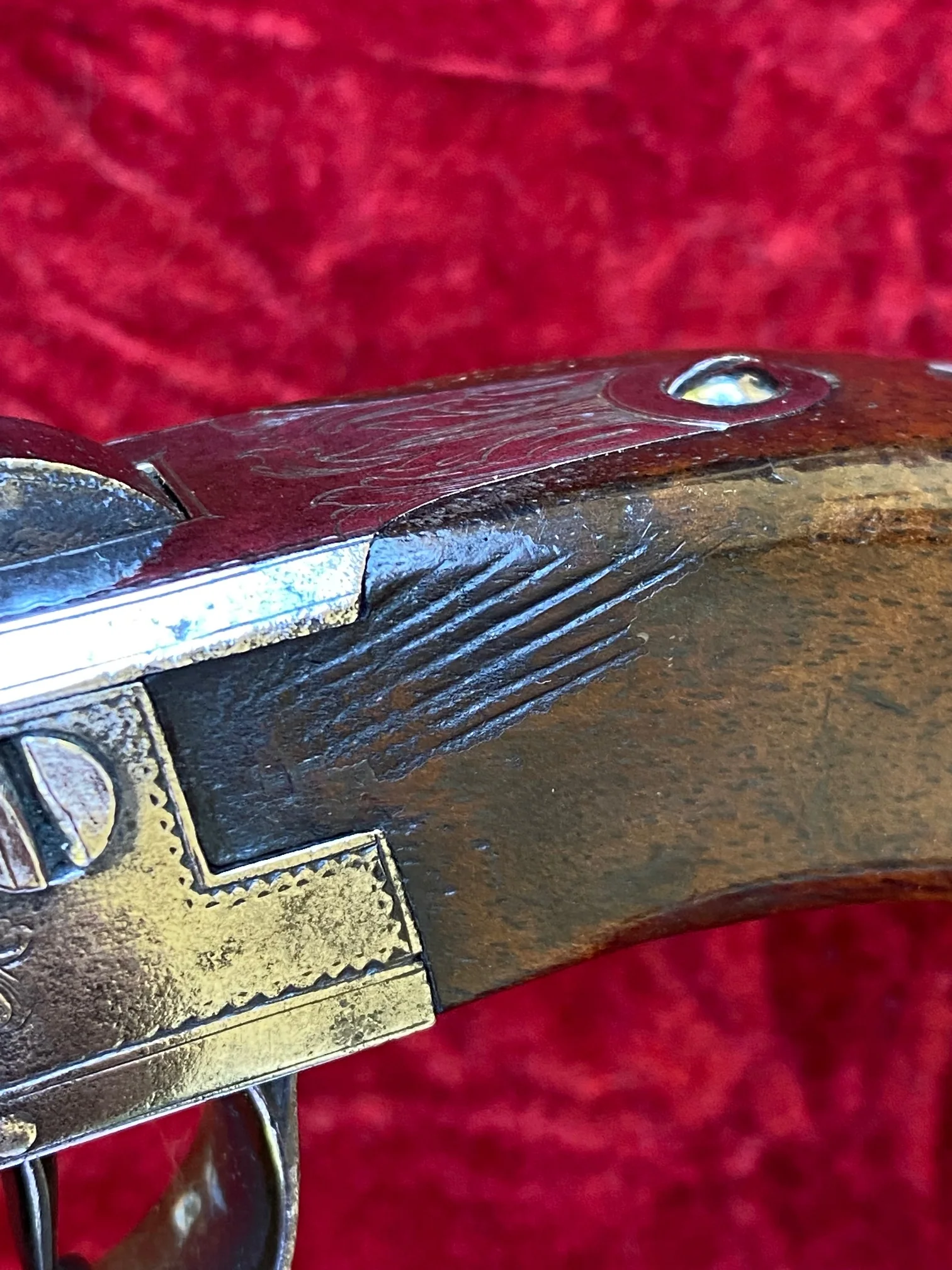 A Fantastic American Revolutionary War Period Cased Pair of English Silver Mounted Box-Lock Flintlock Cannon Barrel Pistols by GRIFFIN, LONDON - Image 34
