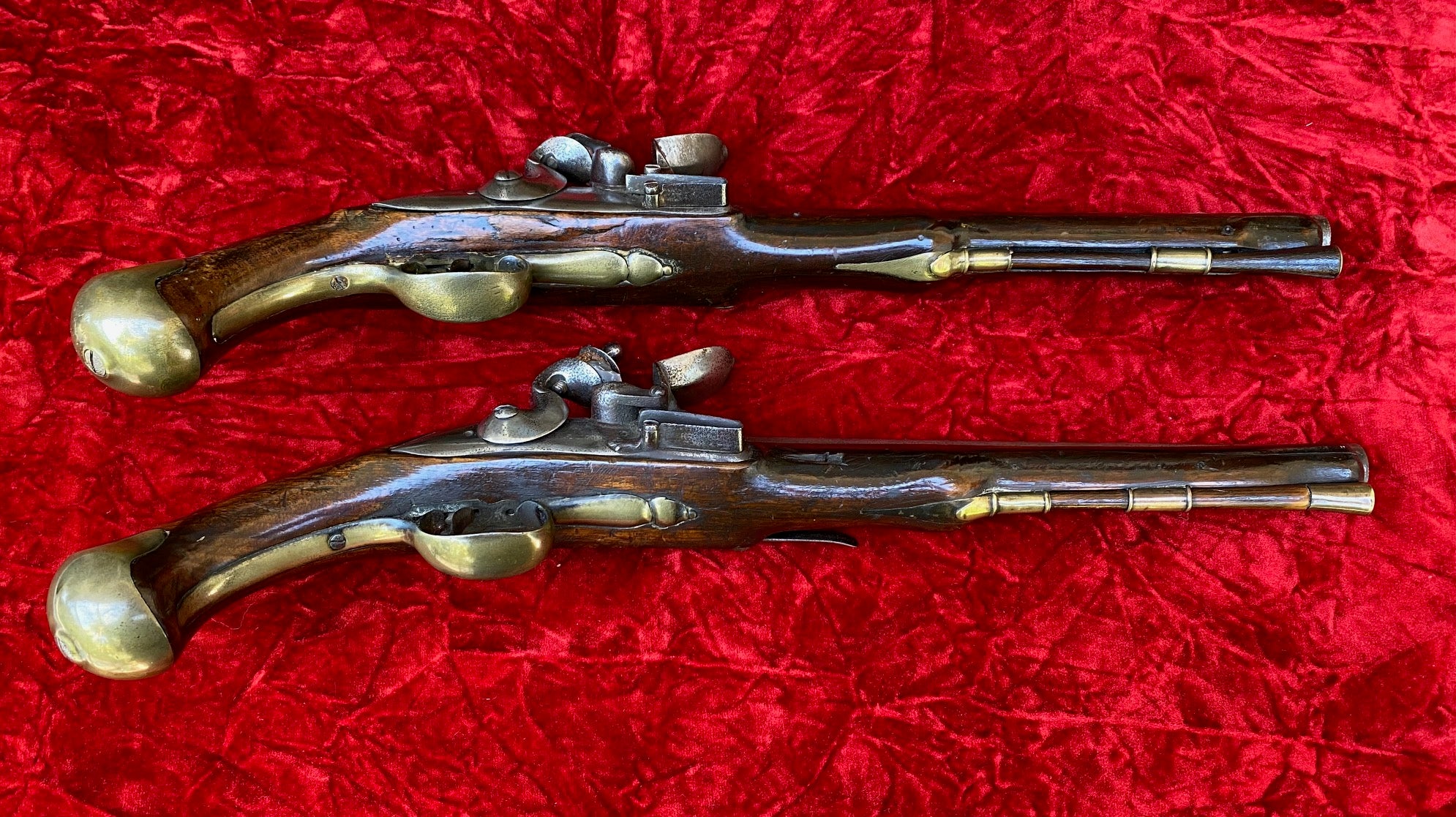A Wonderful PAIR of French & Indian War - American Revolutionary War Period British Military Heavy Dragoon Style Merchant Marine, Militia or Volunteer Regiment Flintlock Pistol, R WATKIN, LONDON - Image 10