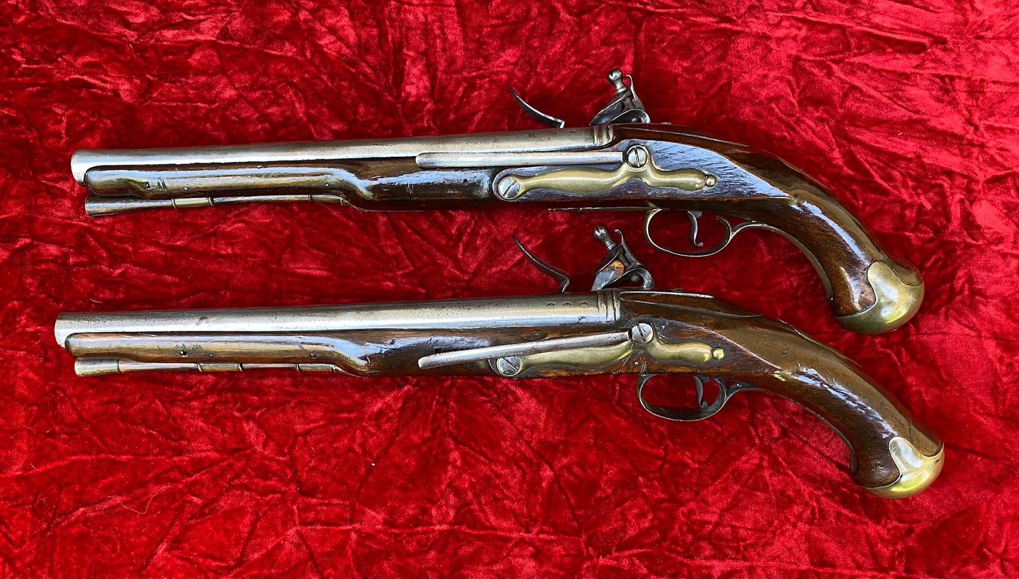 A Wonderful PAIR of French & Indian War - American Revolutionary War Period British Military Heavy Dragoon Style Merchant Marine, Militia or Volunteer Regiment Flintlock Pistol, R WATKIN, LONDON - Image 13