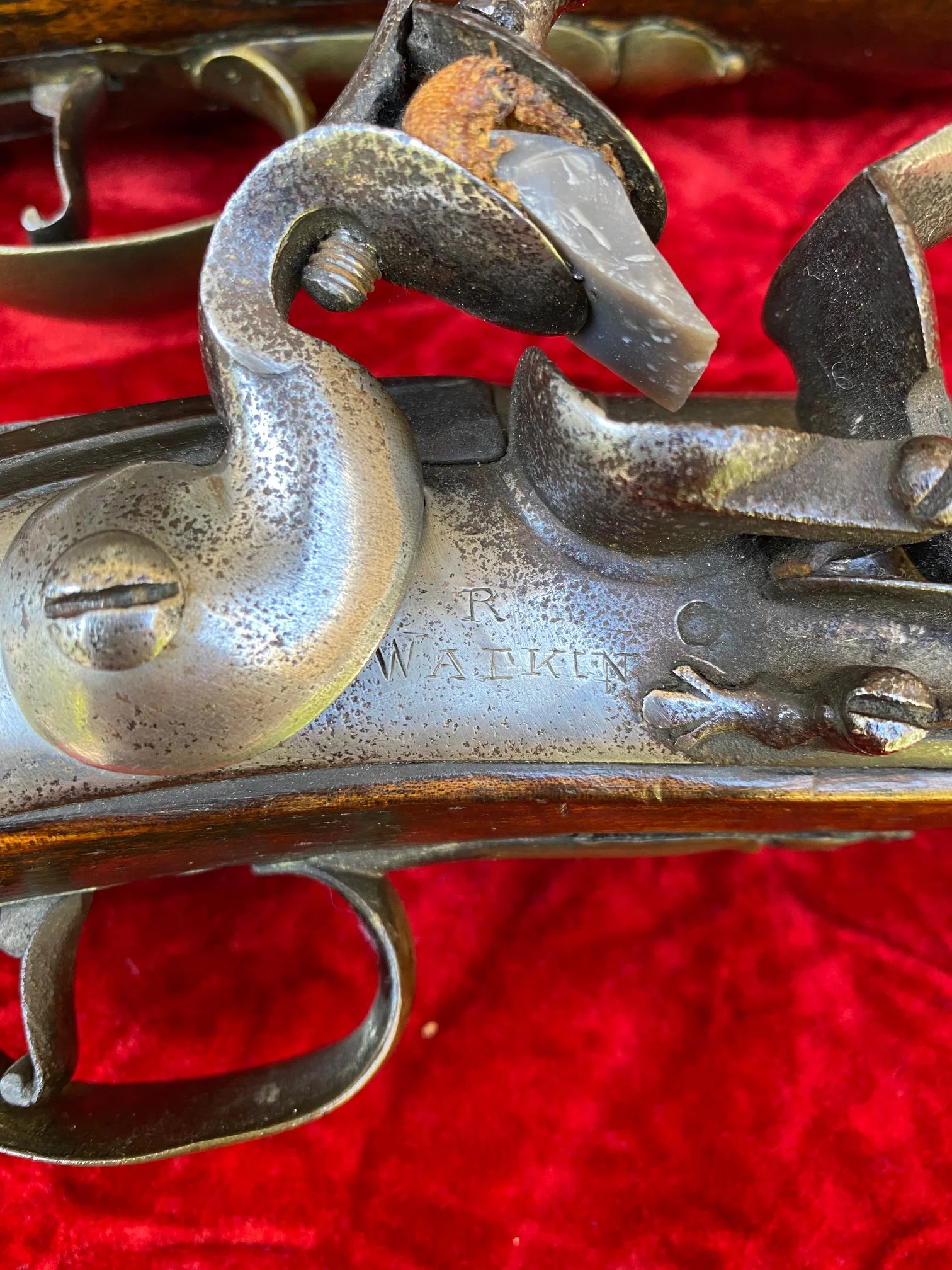 A Wonderful PAIR of French & Indian War - American Revolutionary War Period British Military Heavy Dragoon Style Merchant Marine, Militia or Volunteer Regiment Flintlock Pistol, R WATKIN, LONDON - Image 3