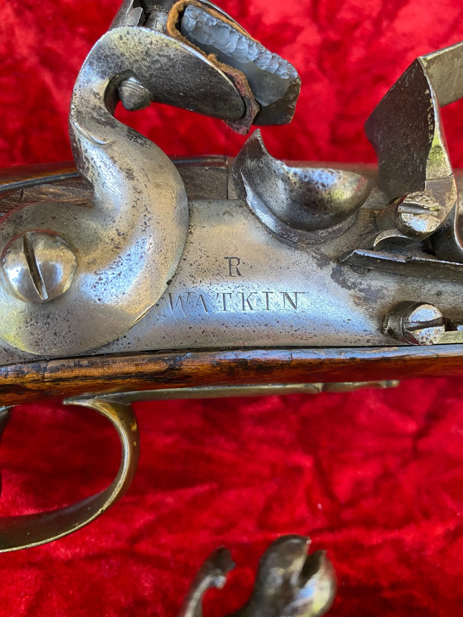 A Wonderful PAIR of French & Indian War - American Revolutionary War Period British Military Heavy Dragoon Style Merchant Marine, Militia or Volunteer Regiment Flintlock Pistol, R WATKIN, LONDON - Image 5