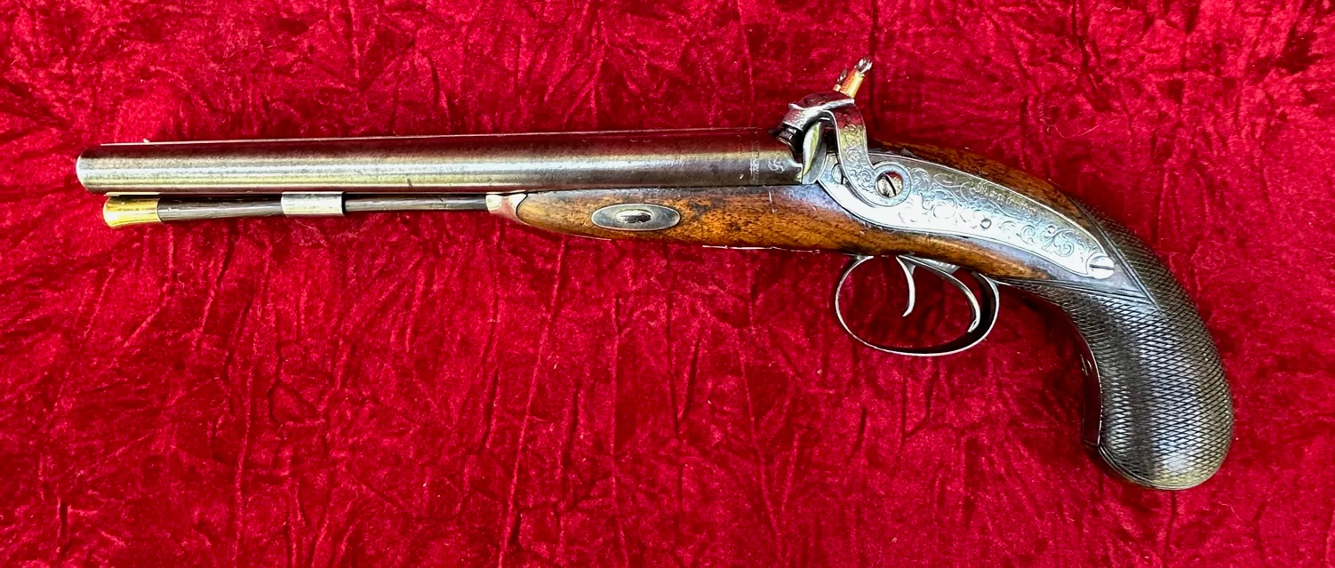 A Good (Restored) English Side-by-Side Double-Barrel Percussion Pistol by, MANNING, TIVERTON, England - Image 10