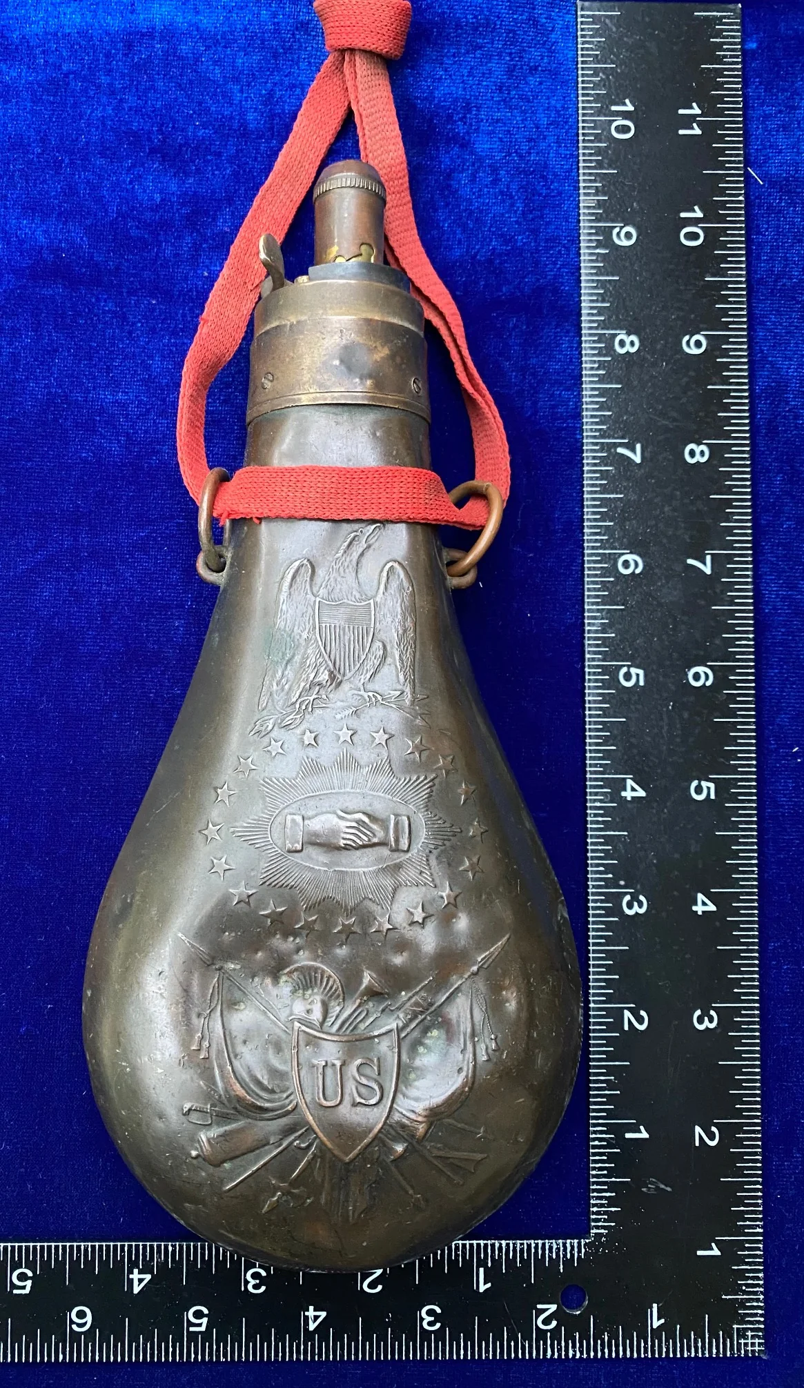 Pre Civil War U.S. Military PEACE Powder Flask - Image 2