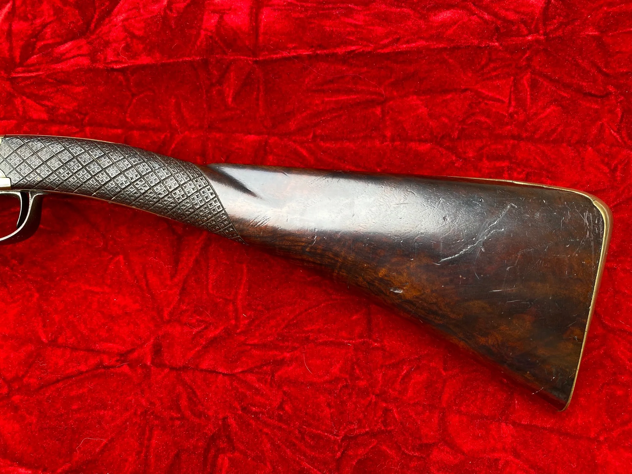 An Extremely Rare and SUBURB Revolutionary War Period British Brass Barrel Flintlock Blunderbuss with spring bayonet by KNUBLEY, LONDON - Image 10