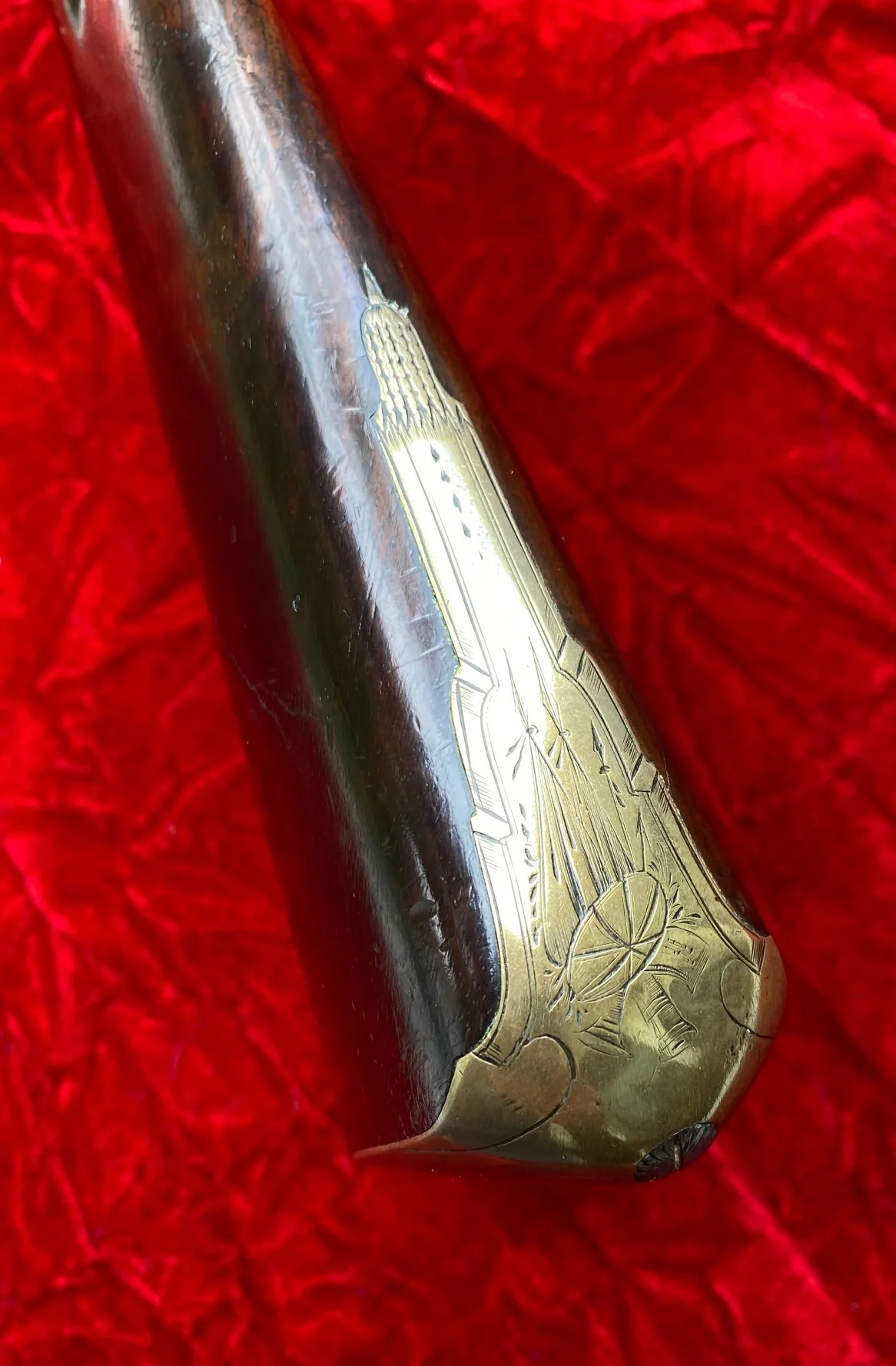 An Extremely Rare and SUBURB Revolutionary War Period British Brass Barrel Flintlock Blunderbuss with spring bayonet by KNUBLEY, LONDON - Image 17