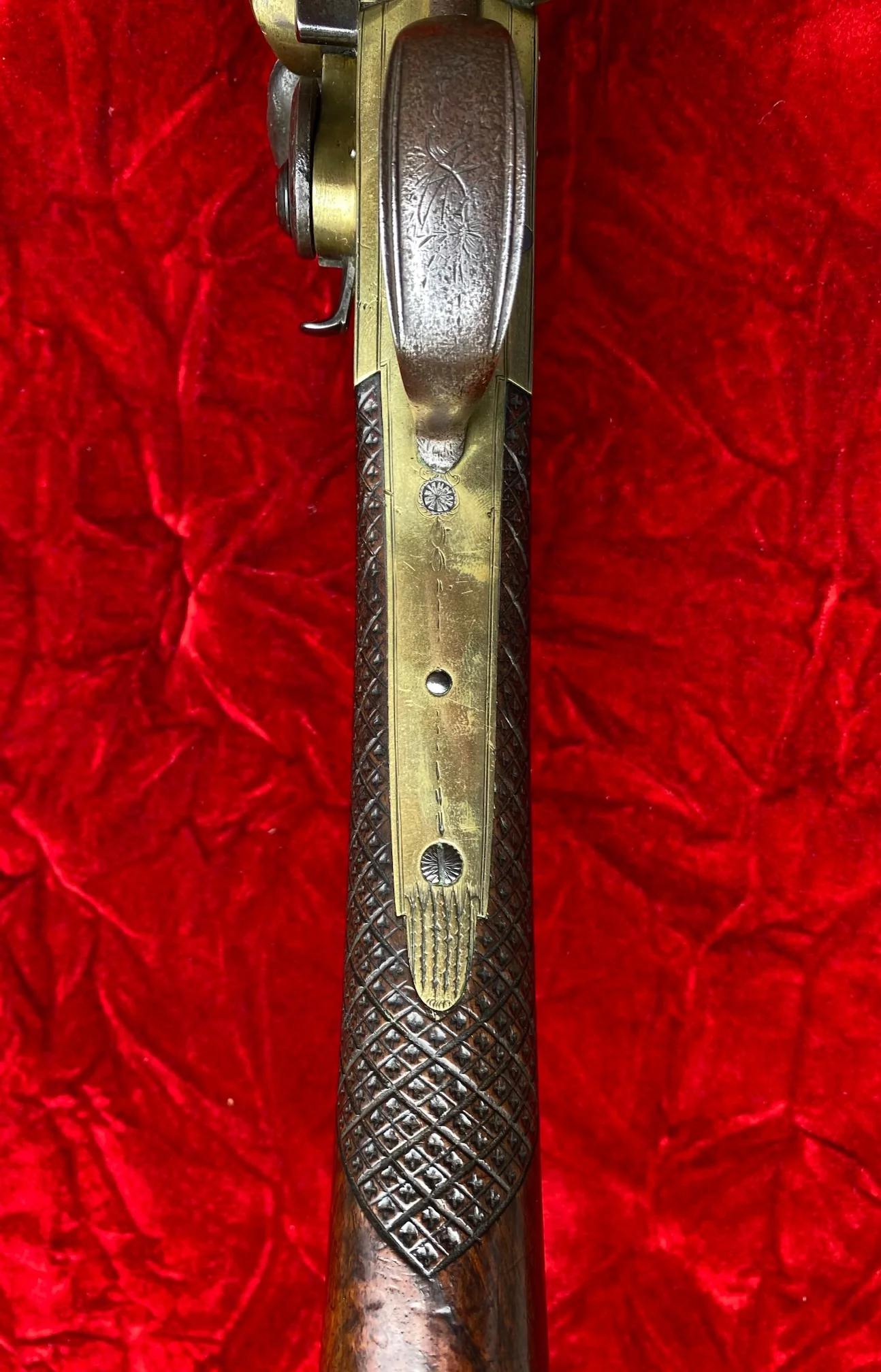 An Extremely Rare and SUBURB Revolutionary War Period British Brass Barrel Flintlock Blunderbuss with spring bayonet by KNUBLEY, LONDON - Image 6