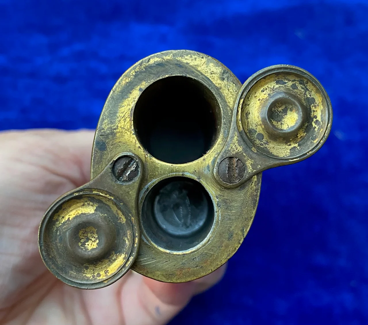 A Scarce Pistol Size 3-Way Powder Flask - Image 6