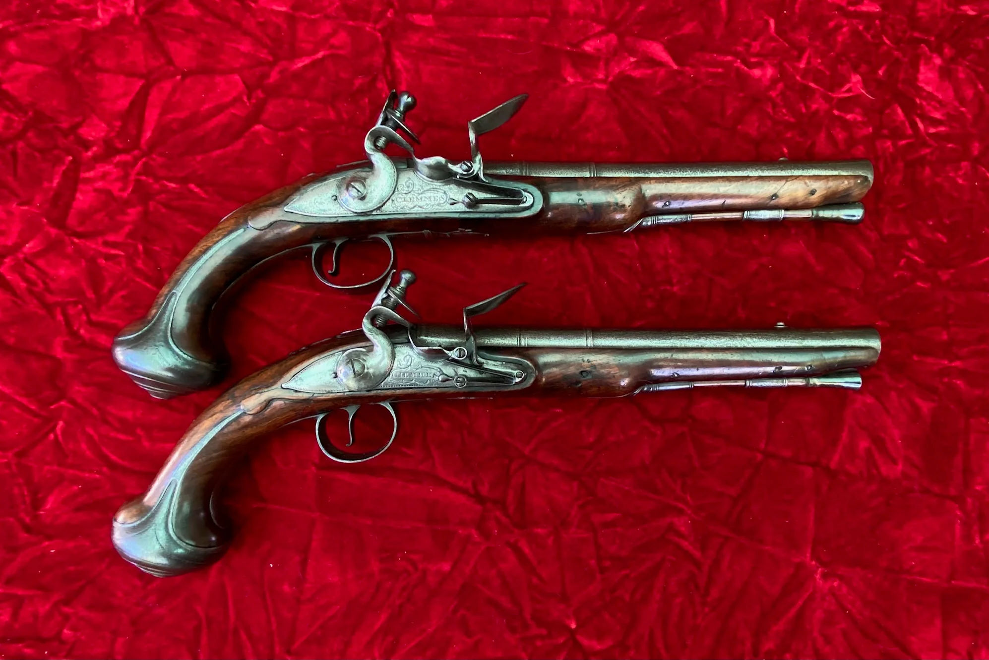 A Wonderful PAIR of English Flintlock Pistols of the American Revolutionary War Period by CLEMMES & BARBAR - Image 2