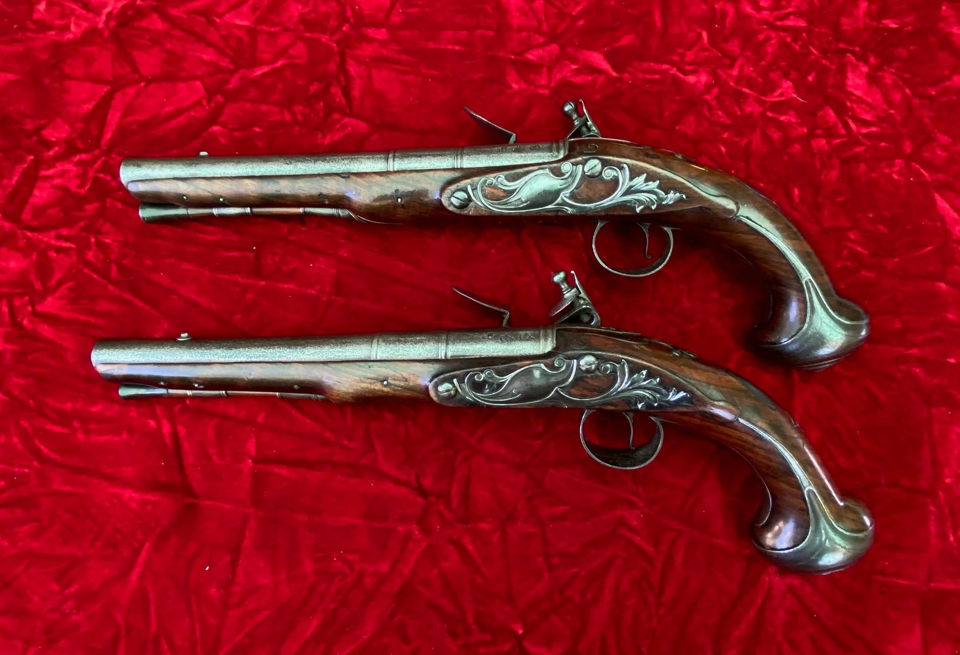 A Wonderful PAIR of English Flintlock Pistols of the American Revolutionary War Period by CLEMMES & BARBAR - Image 3