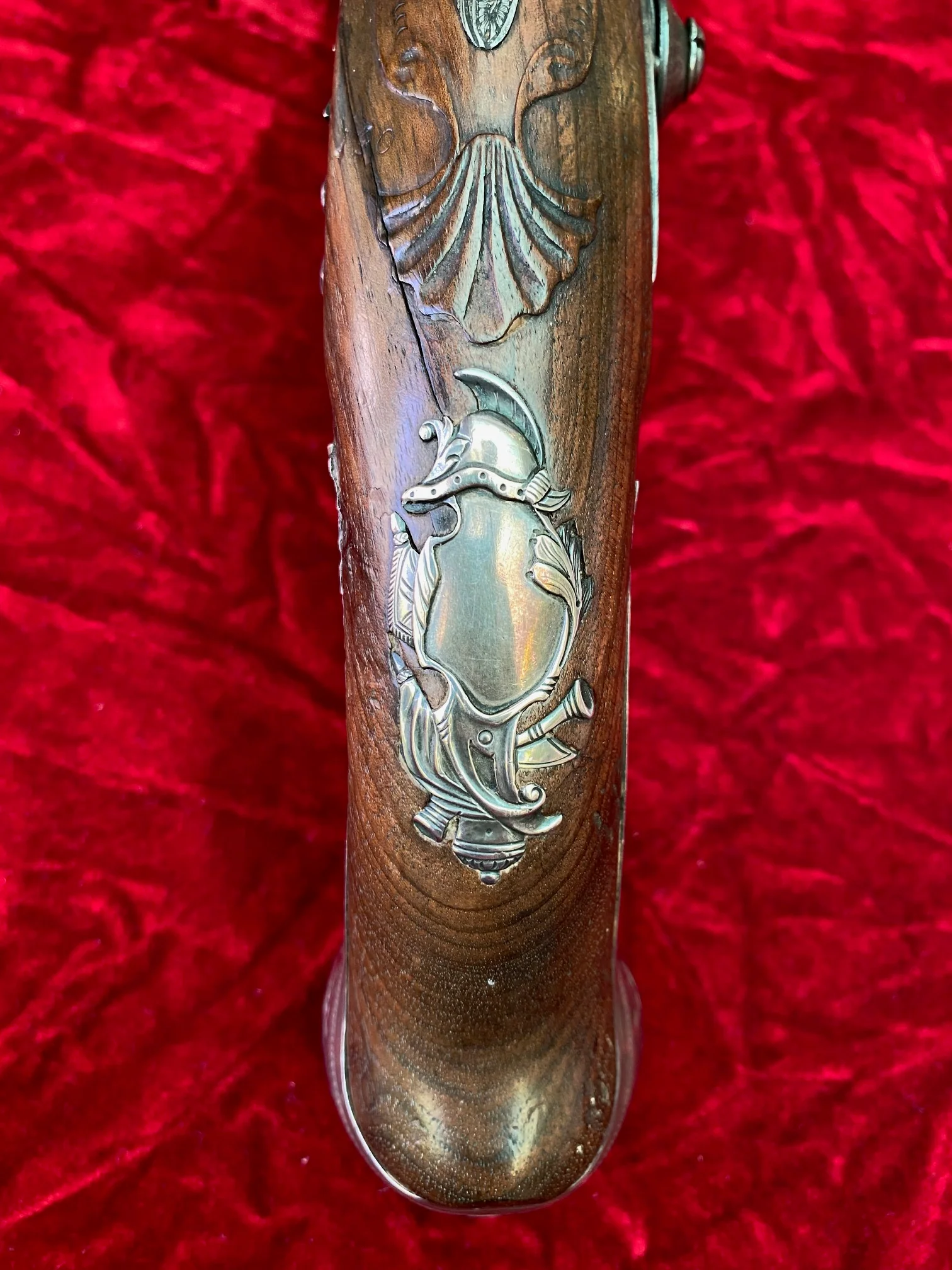 A Wonderful American Revolutionary War Period Silver Mounted Georgian Brass Barrel English Flintlock Officer's Pistol by WILSON - Image 11