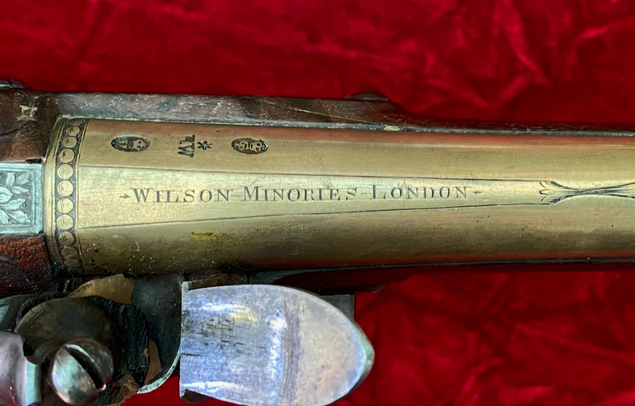 A Wonderful American Revolutionary War Period Silver Mounted Georgian Brass Barrel English Flintlock Officer's Pistol by WILSON - Image 14