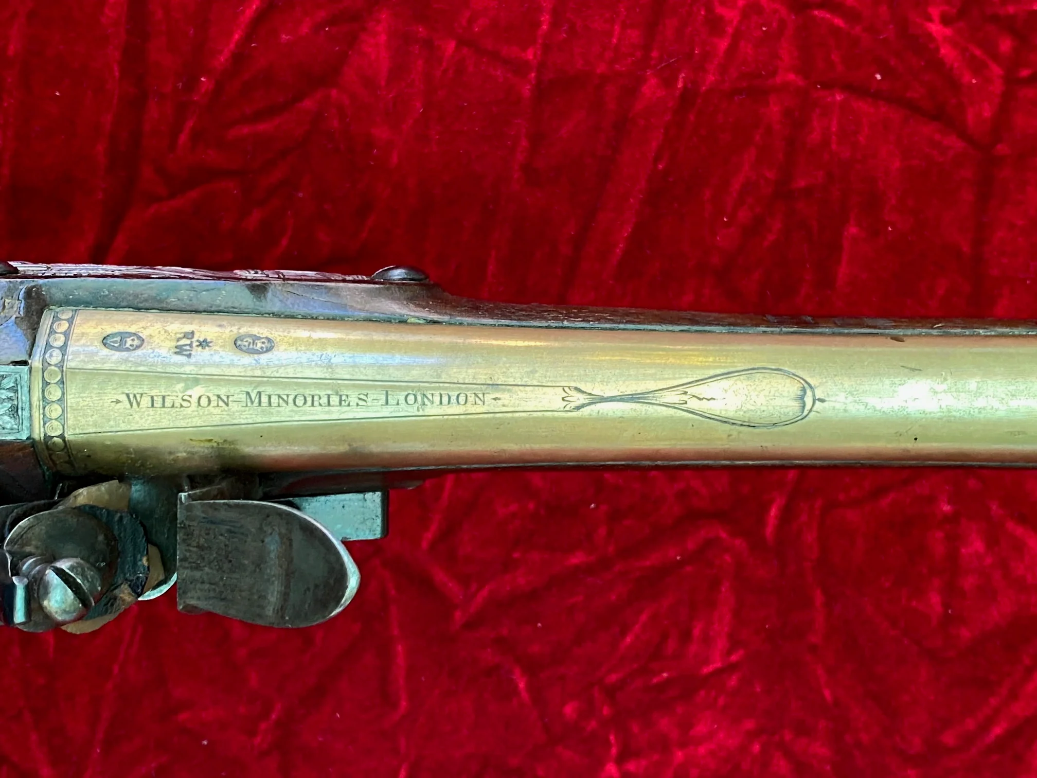 A Wonderful American Revolutionary War Period Silver Mounted Georgian Brass Barrel English Flintlock Officer's Pistol by WILSON - Image 15