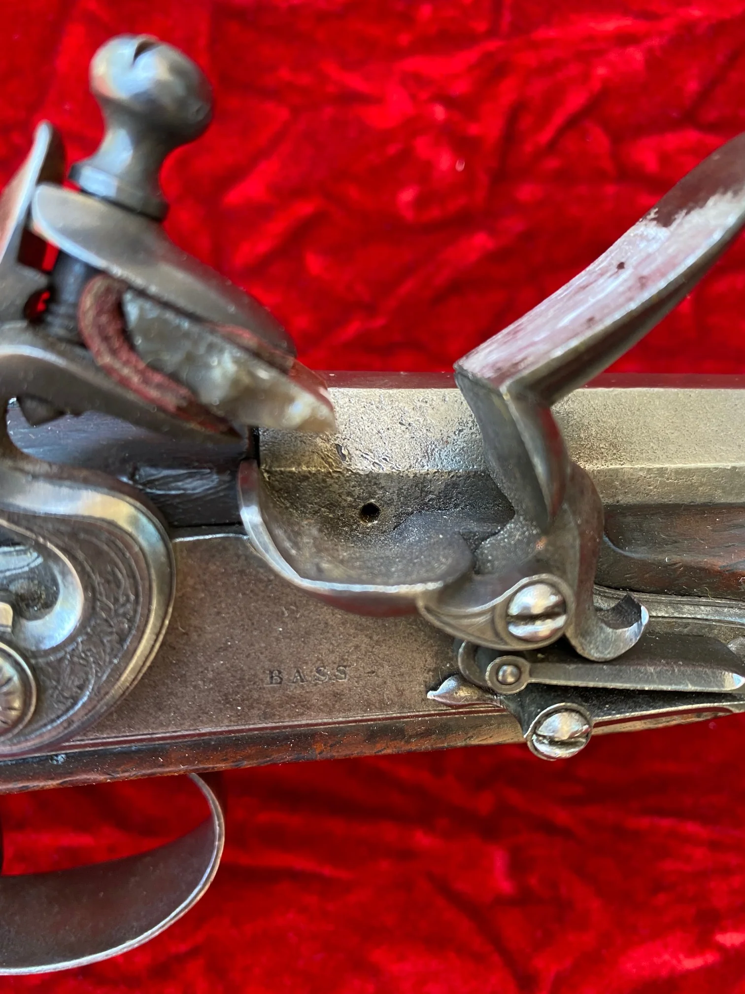A Good English Flintlock Officer's or Gentleman's Flintlock Traveling or Dueling Pistol by BASS - Image 3