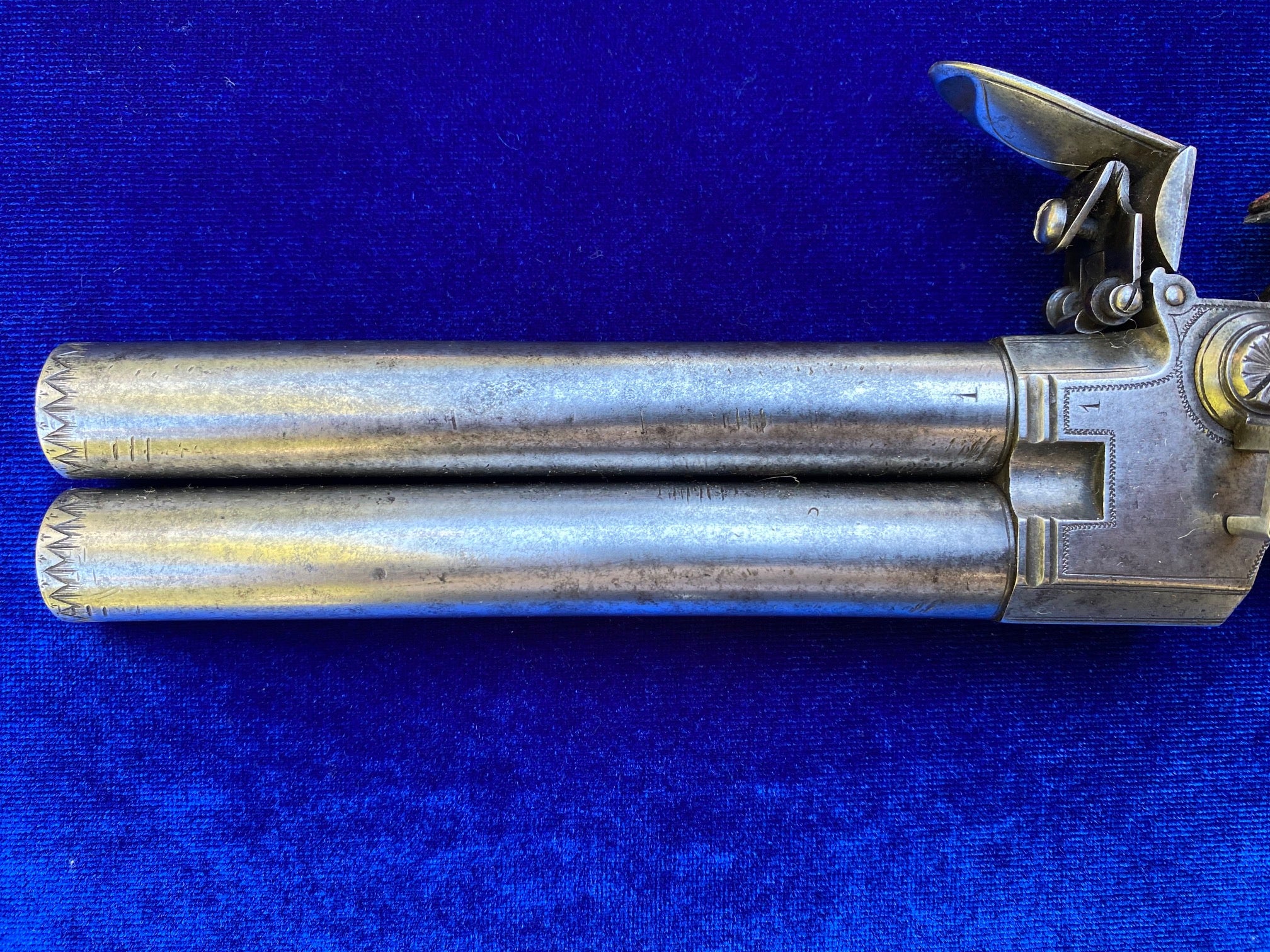 A Fantastic Cased Pair of English Silver Mounted Over & Under Double Barrel Tap-Action Box-Lock Flintlock Pistols by NICHOLSON, LONDON - Image 10