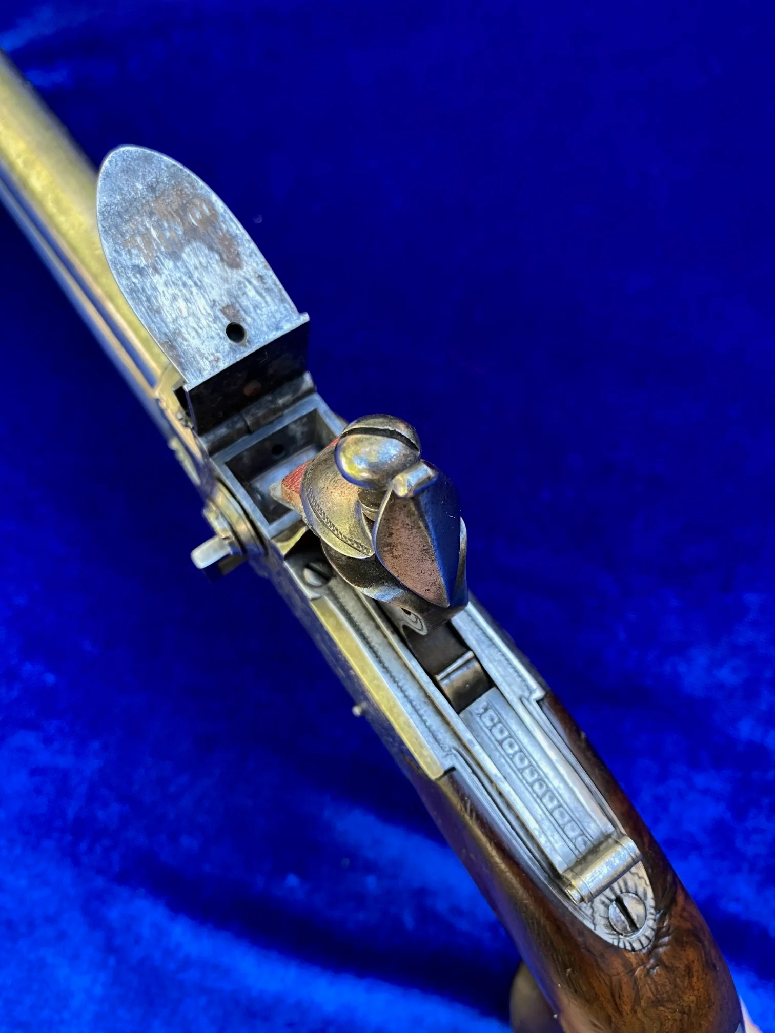 A Fantastic Cased Pair of English Silver Mounted Over & Under Double Barrel Tap-Action Box-Lock Flintlock Pistols by NICHOLSON, LONDON - Image 11