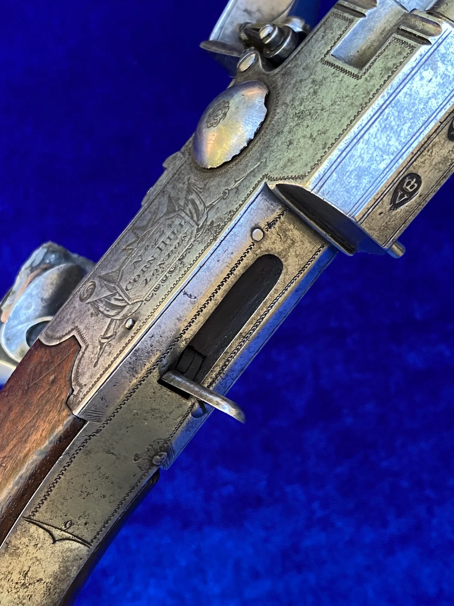 A Fantastic Cased Pair of English Silver Mounted Over & Under Double Barrel Tap-Action Box-Lock Flintlock Pistols by NICHOLSON, LONDON - Image 21
