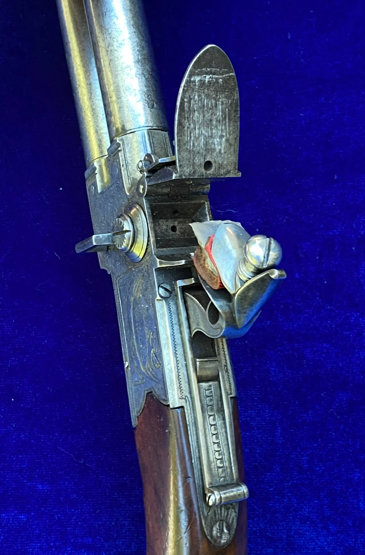 A Fantastic Cased Pair of English Silver Mounted Over & Under Double Barrel Tap-Action Box-Lock Flintlock Pistols by NICHOLSON, LONDON - Image 29